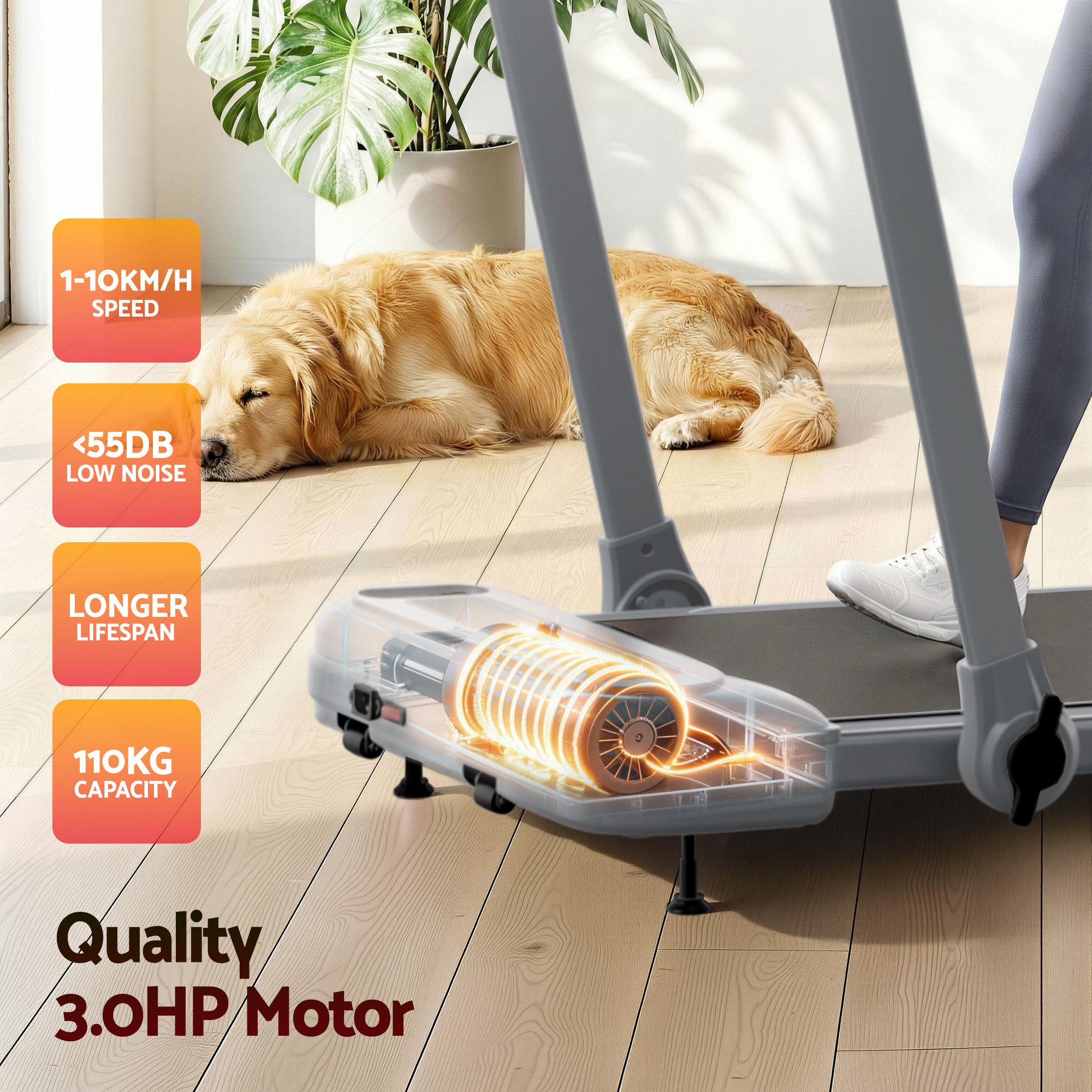 Everfit 3 in 1 Treadmill Electric Walking Pad with Incline Foldable for Home Gym Grey