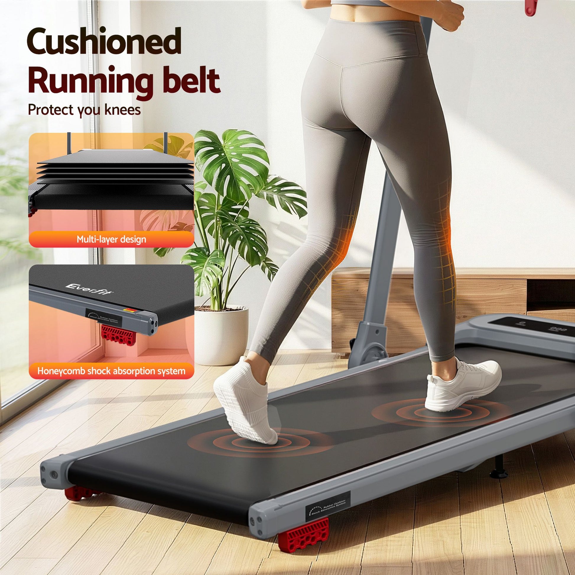 Everfit 3 in 1 Treadmill Electric Walking Pad with Incline Foldable for Home Gym Grey TMILL-400H-INC-GR