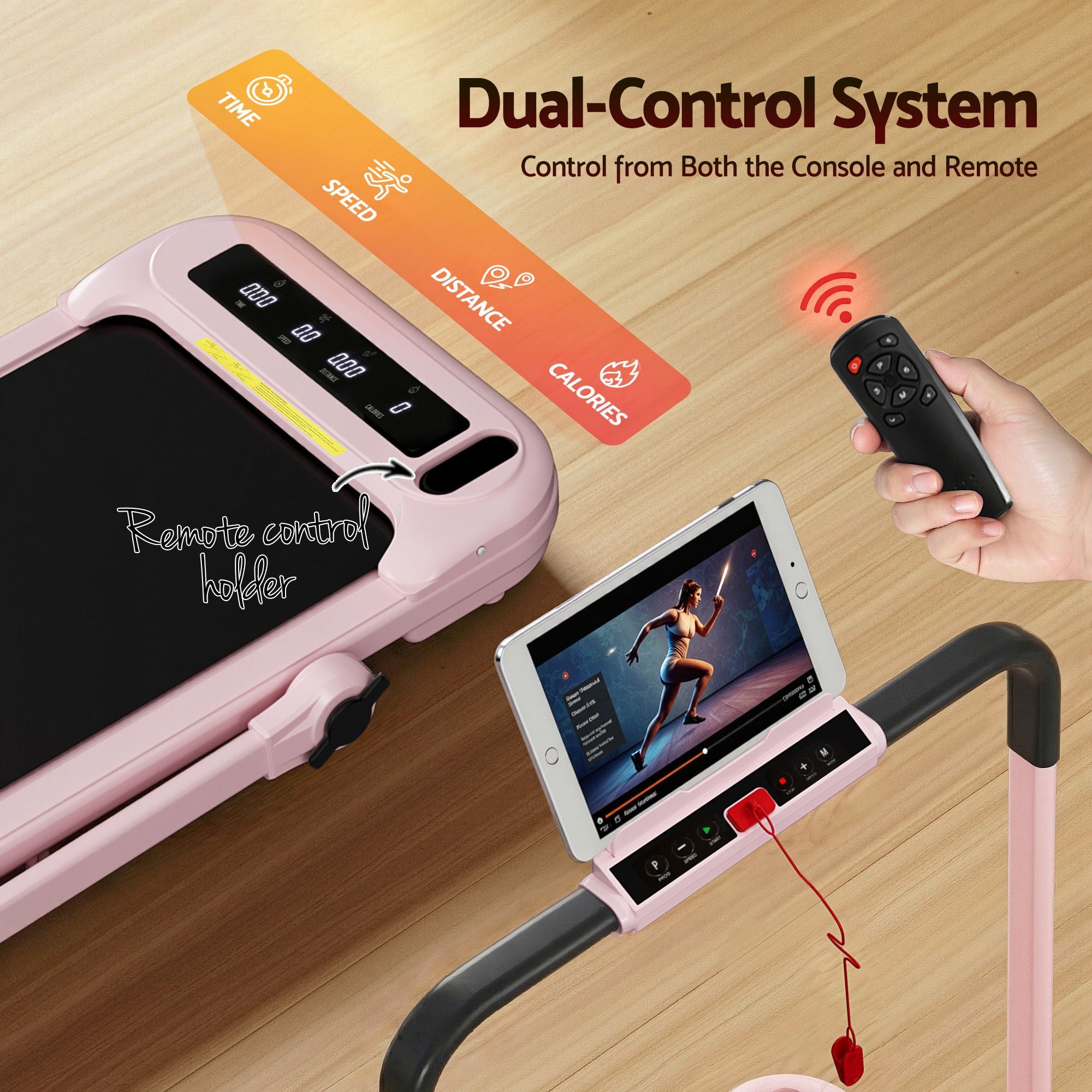 Everfit 3 in 1 Treadmill Electric Walking Pad with Incline Foldable for Home Gym Pink
