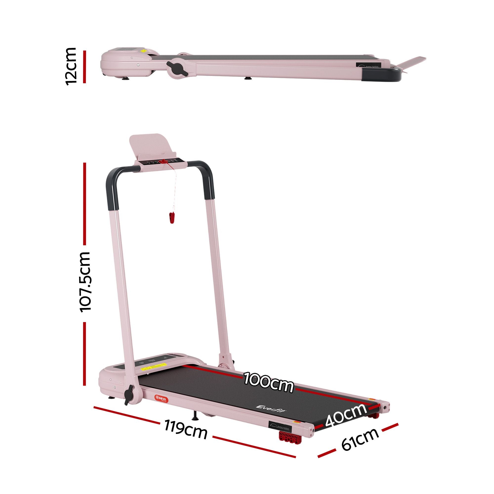 Everfit 3 in 1 Treadmill Electric Walking Pad with Incline Foldable for Home Gym Pink