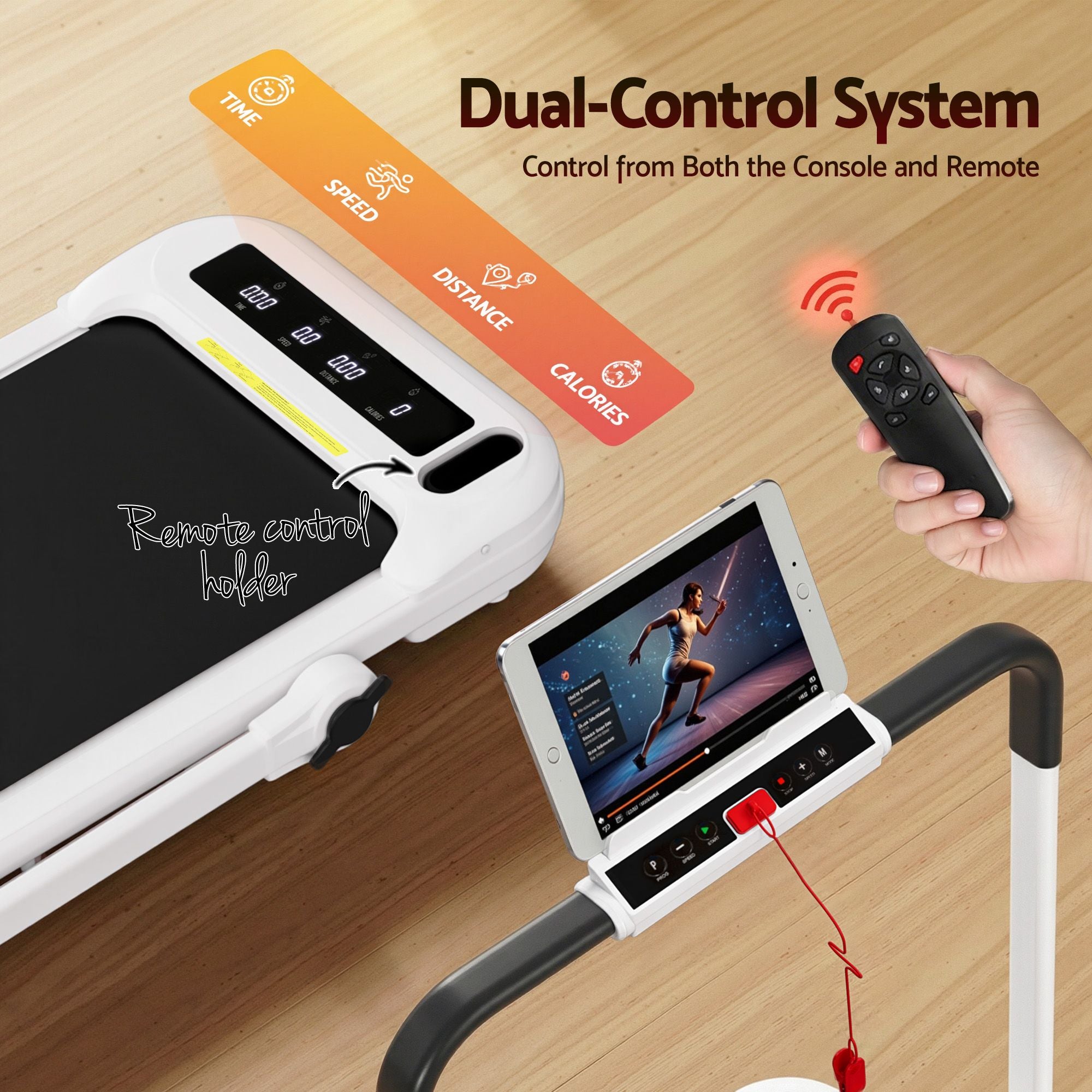 Everfit 3 in 1 Treadmill Electric Walking Pad with Incline Foldable for Home Gym White