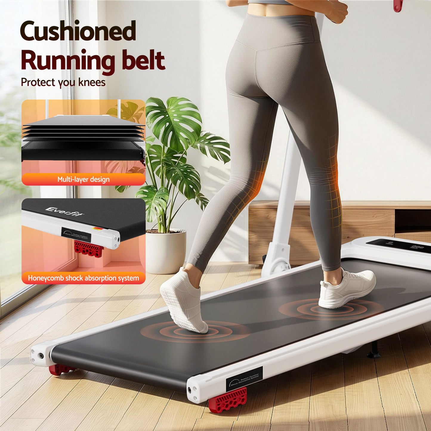 Everfit 3 in 1 Treadmill Electric Walking Pad with Incline Foldable for Home Gym White TMILL-400H-INC-WH