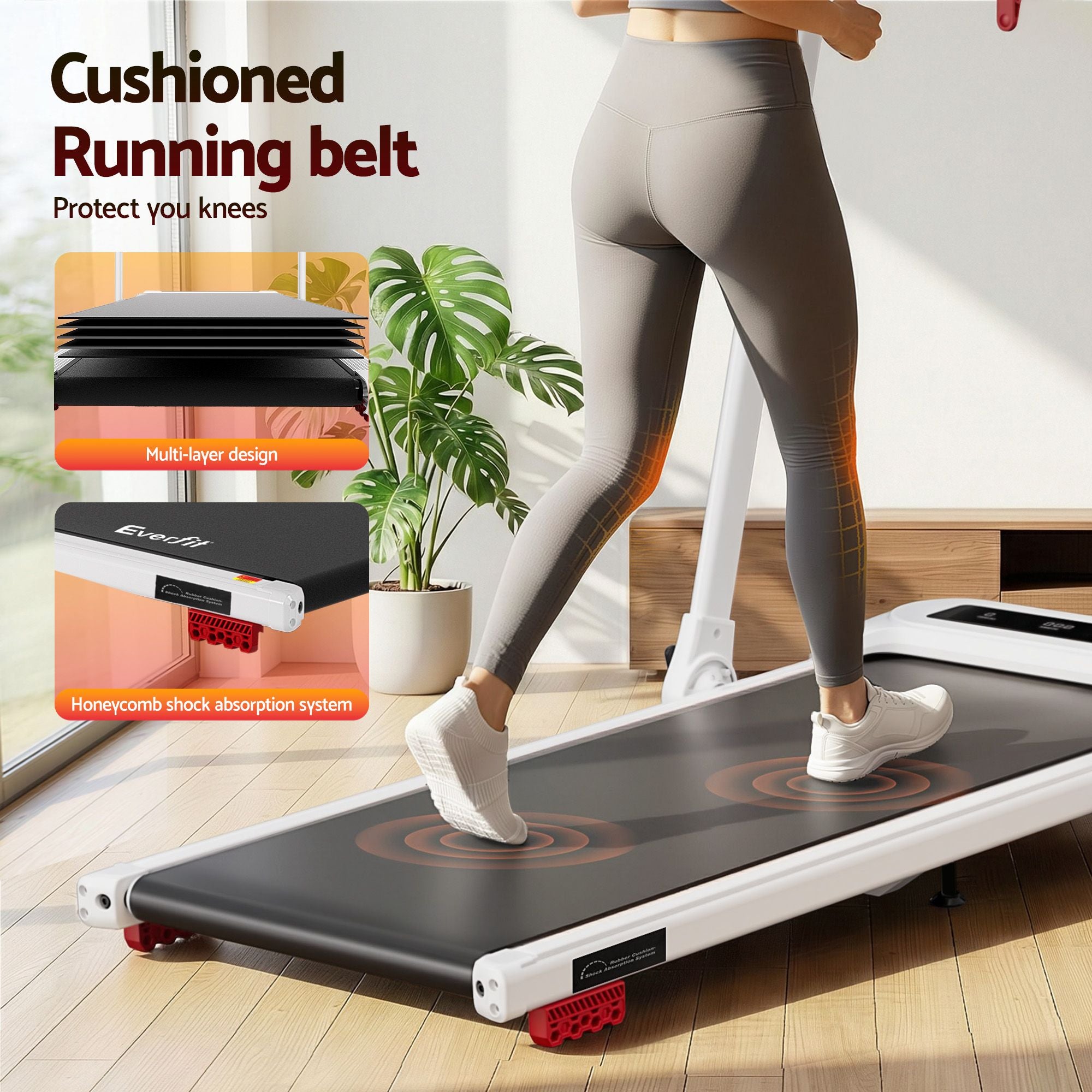 Everfit 3 in 1 Treadmill Electric Walking Pad with Incline Foldable for Home Gym White