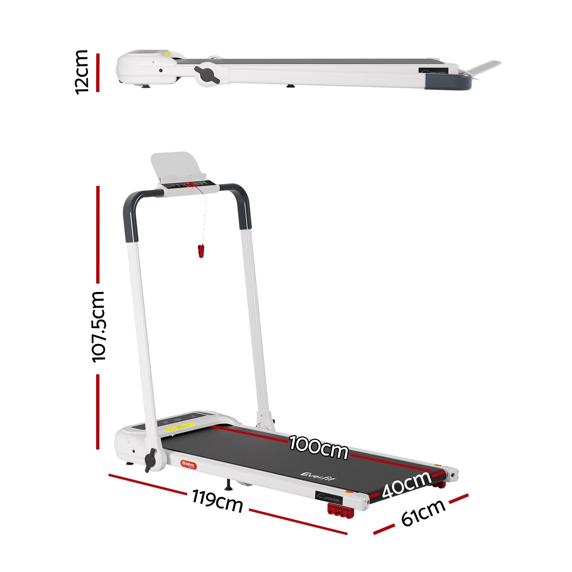 Everfit 3 in 1 Treadmill Electric Walking Pad with Incline Foldable for Home Gym White