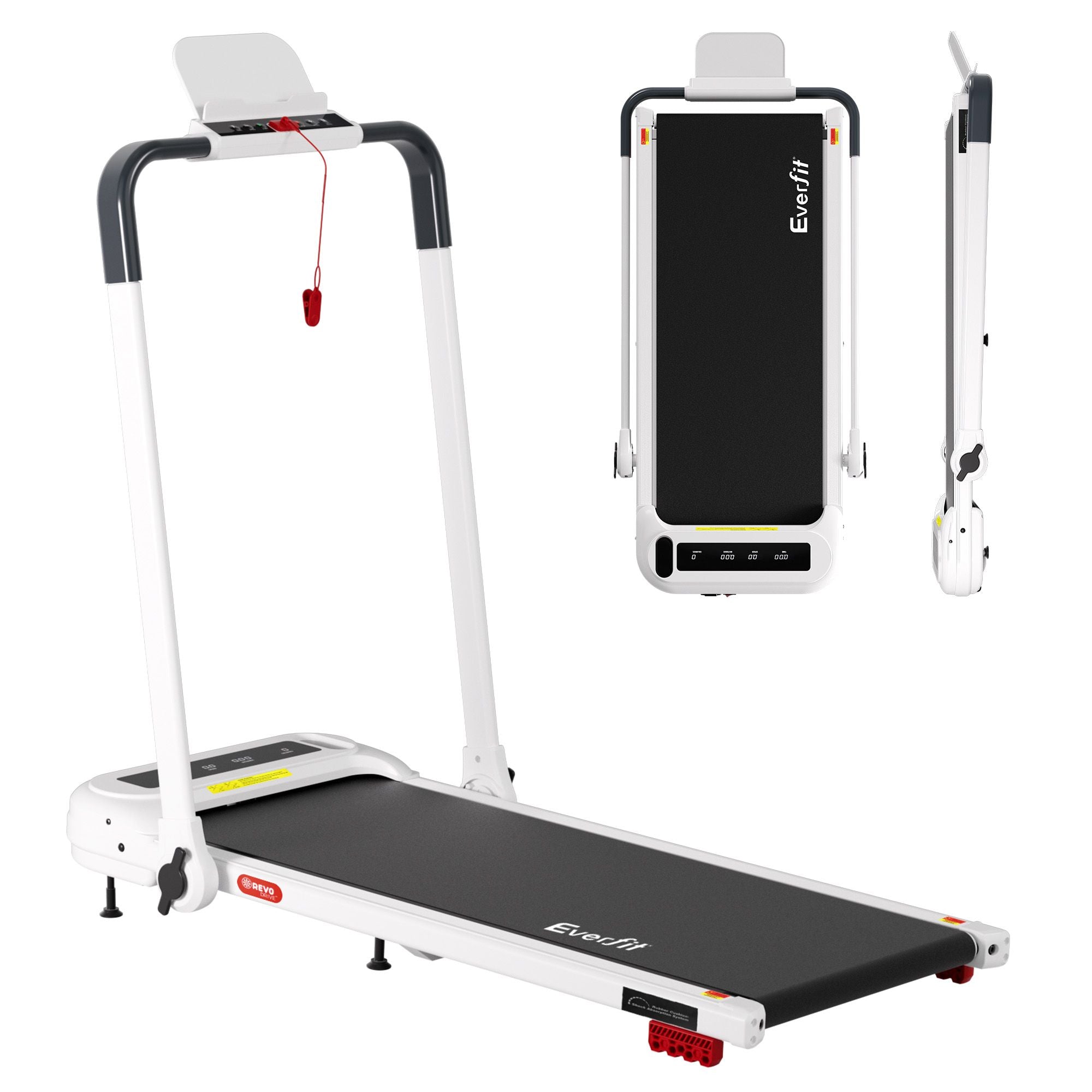 Everfit 3 in 1 Treadmill Electric Walking Pad with Incline Foldable for Home Gym White
