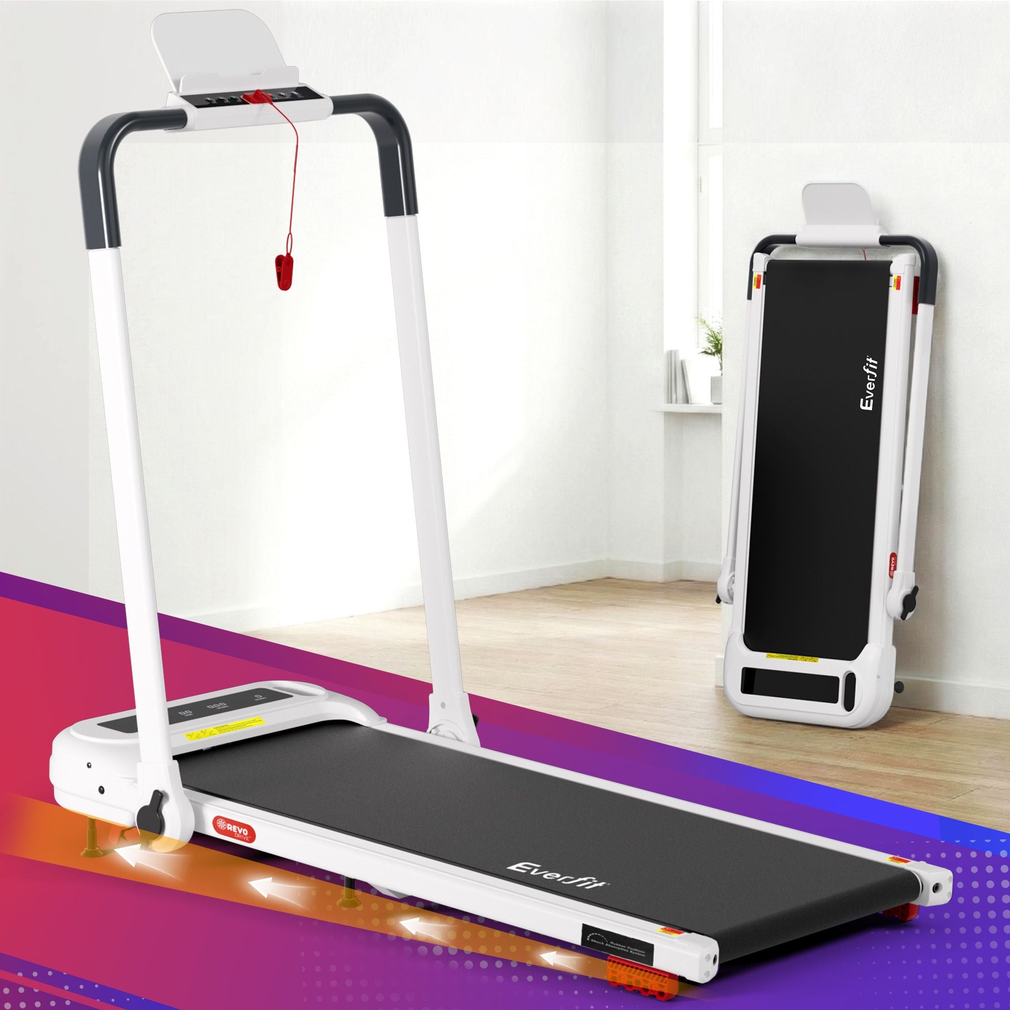 Everfit 3 in 1 Treadmill Electric Walking Pad with Incline Foldable for Home Gym White