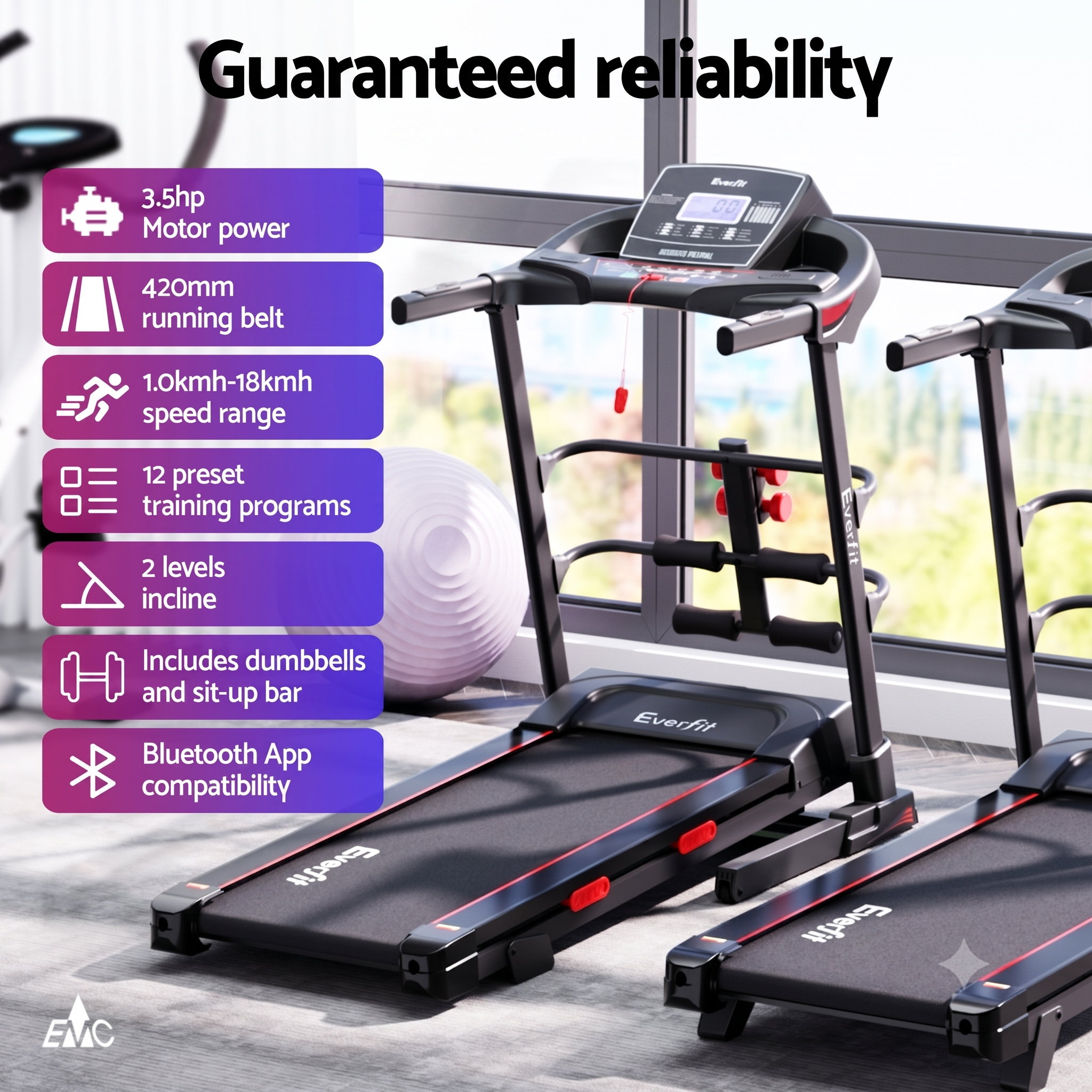 Everfit Treadmill Electric Home Gym Fitness Exercise Machine w/ Sit Up Bar 420mm TMILL-420-M06-SUB