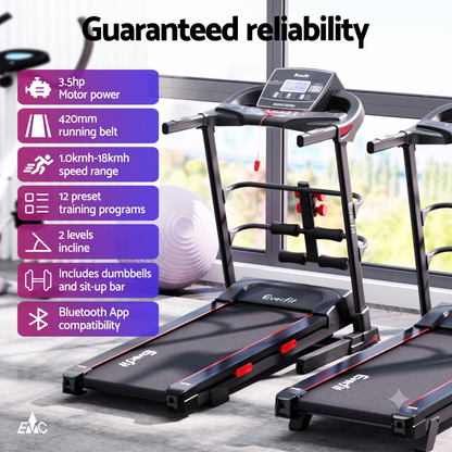 Everfit Treadmill Electric Home Gym Fitness Exercise Machine w/ Sit Up Bar 420mm TMILL-420-M06-SUB