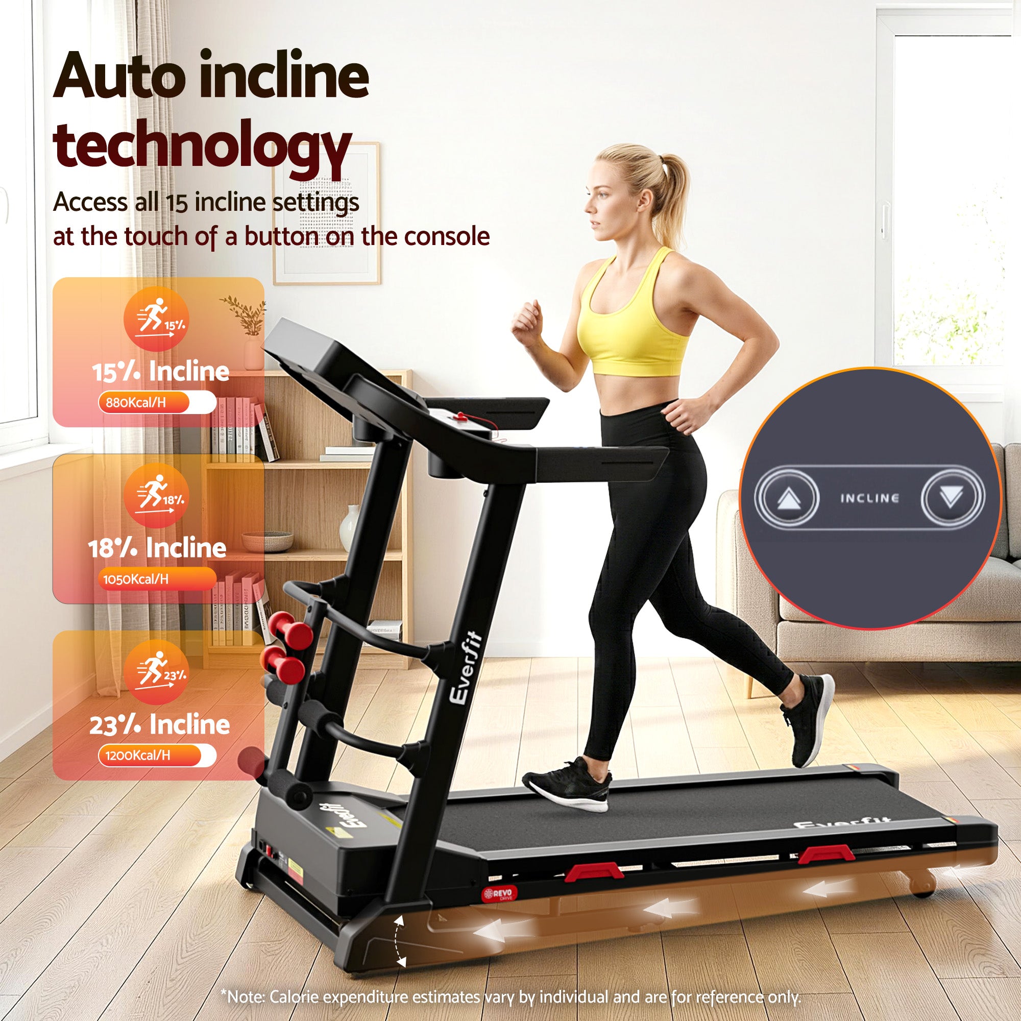Everfit Treadmill Electric Home Gym Fitness Exercise Machine w/ Sit Up Bar 450mm TMILL-450-M354-SUB