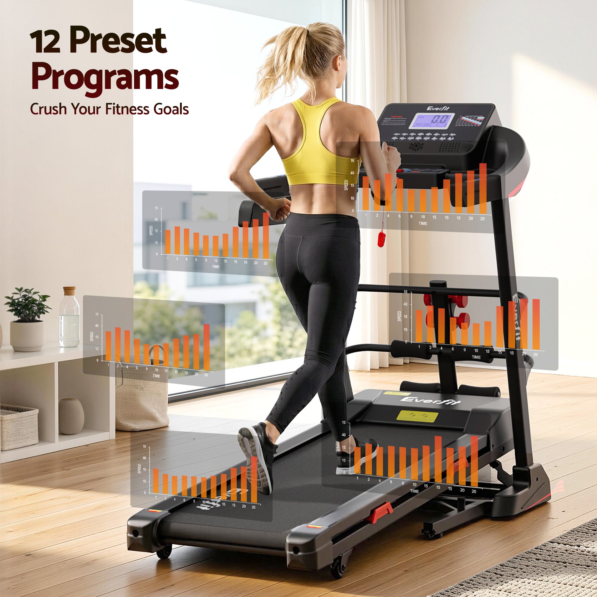 Everfit Treadmill Electric Home Gym Fitness Exercise Machine w/ Sit Up Bar 450mm TMILL-450-M354-SUB