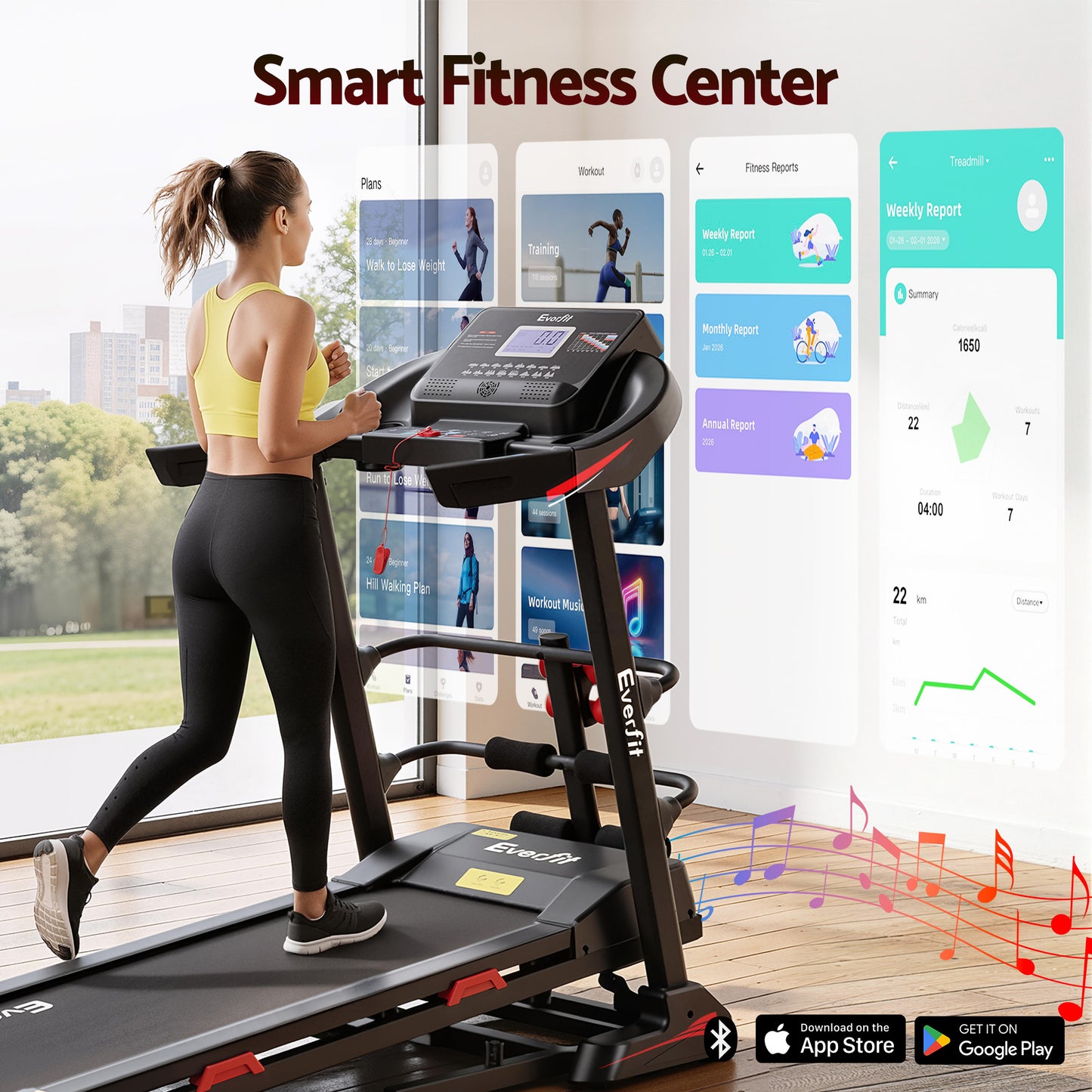 Everfit Treadmill Electric Home Gym Fitness Exercise Machine w/ Sit Up Bar 450mm TMILL-450-M354-SUB