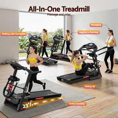 Everfit Treadmill Electric Home Gym Fitness Exercise Machine w/ Massager 480mm TMILL-480-M16-MSG