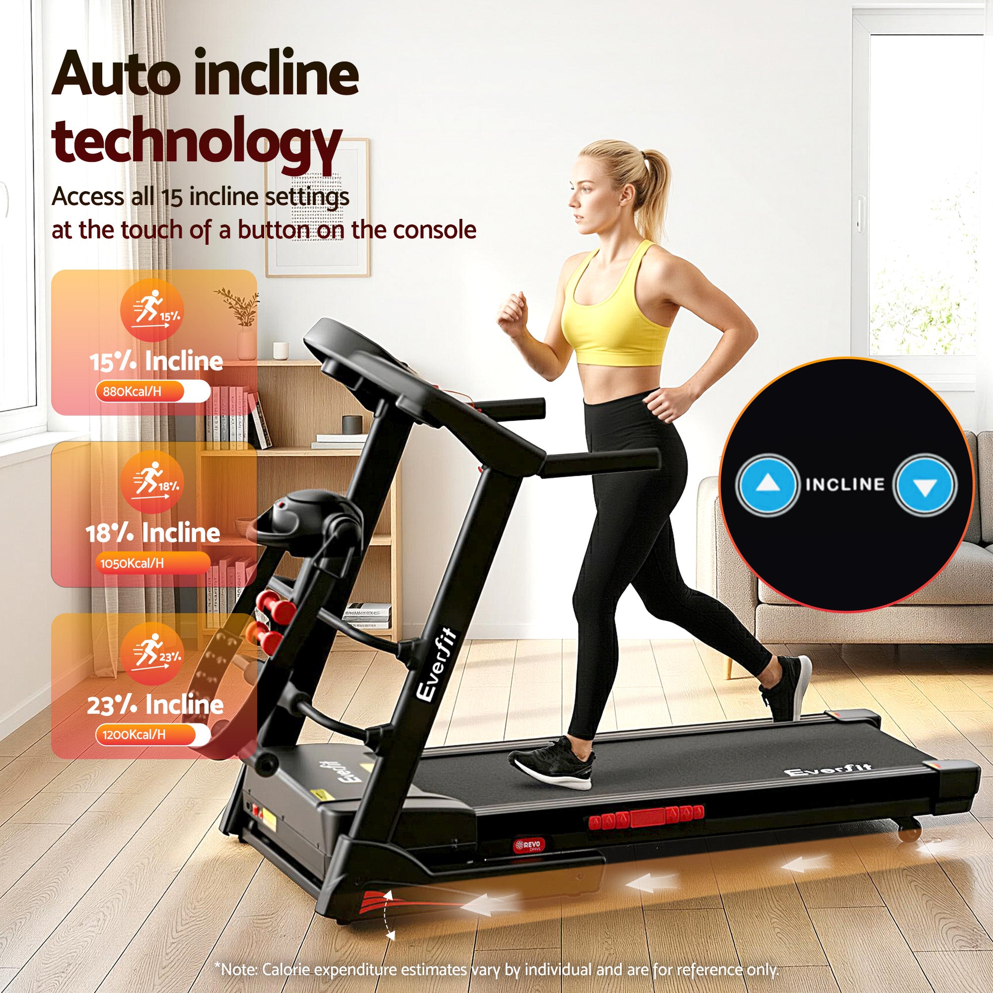 Everfit Treadmill Electric Home Gym Fitness Exercise Machine w/ Massager 480mm TMILL-480-M16-MSG