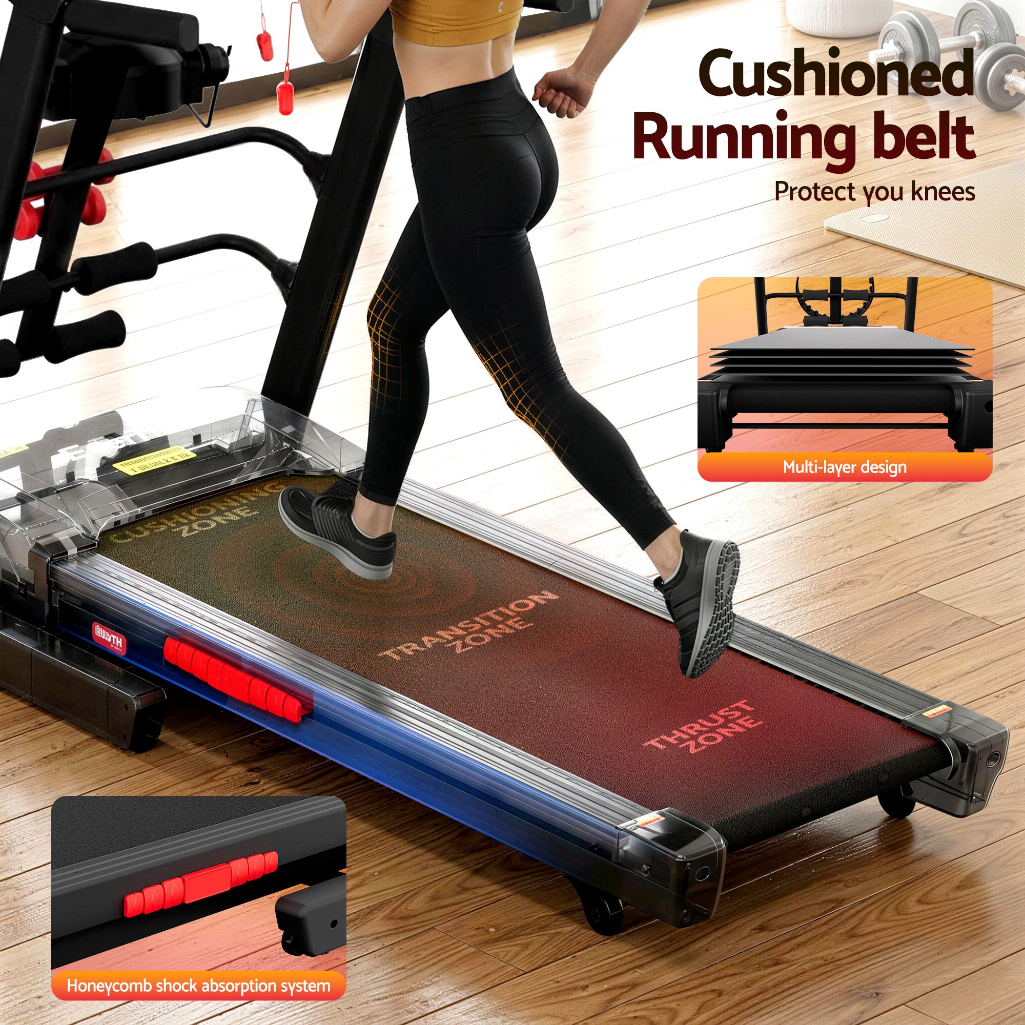 Everfit Treadmill Electric Home Gym Fitness Exercise Machine w/ Massager 480mm TMILL-480-M16-MSG