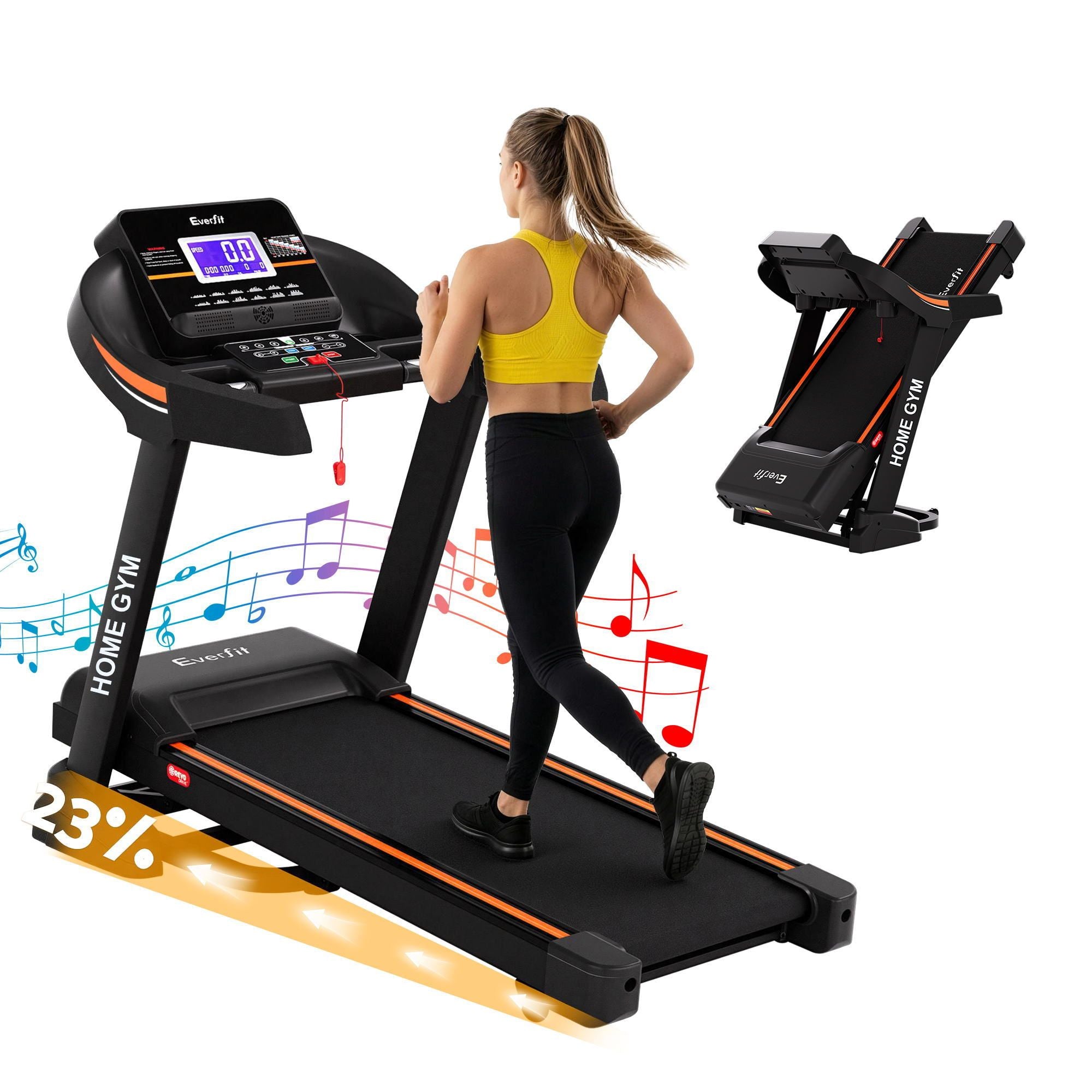 Everfit Treadmill Electric Auto Incline Home Gym Fitness Exercise Machine 490mm