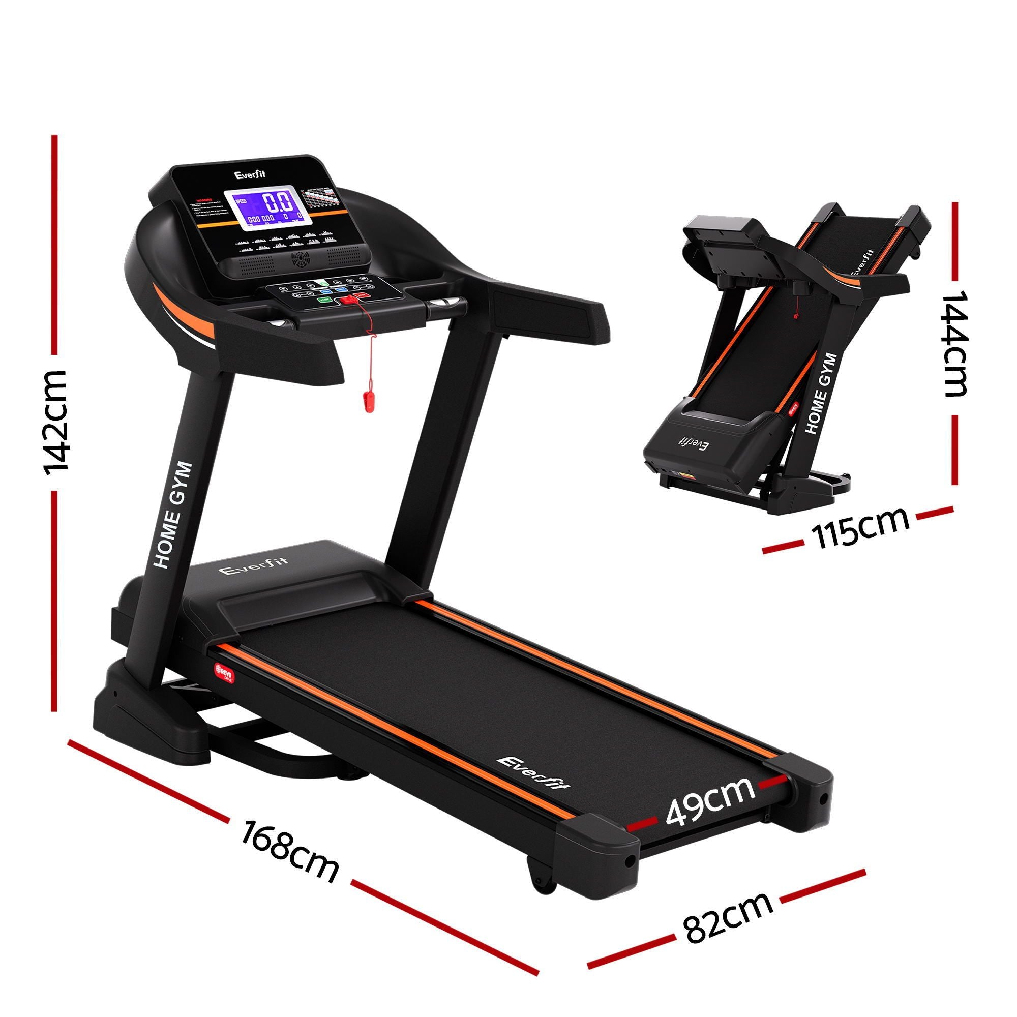 Everfit Treadmill Electric Auto Incline Home Gym Fitness Exercise Machine 490mm