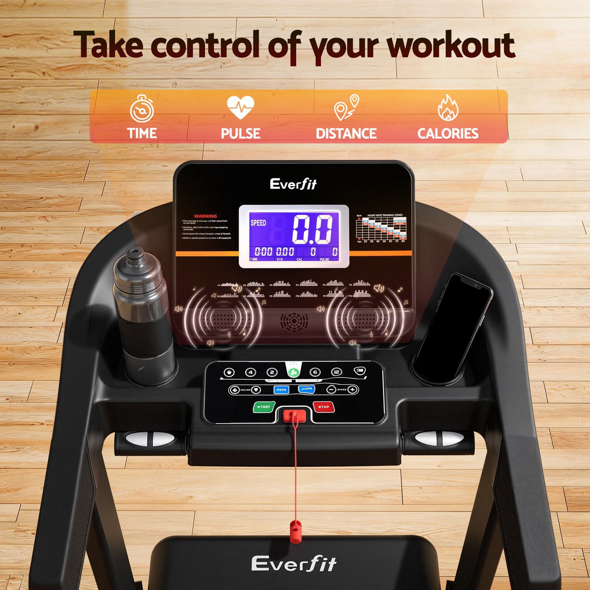 Everfit Treadmill Electric Auto Incline Home Gym Fitness Exercise Machine 490mm