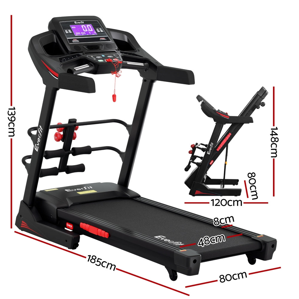 Everfit Treadmill Electric Home Gym Fitness Exercise Machine w/ Sit Up Bar 480mm TMILL-480-M804-SUB
