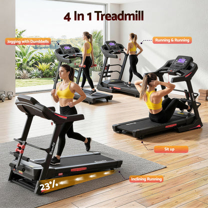 Everfit Treadmill Electric Home Gym Fitness Exercise Machine w/ Sit Up Bar 480mm TMILL-480-M804-SUB-AB