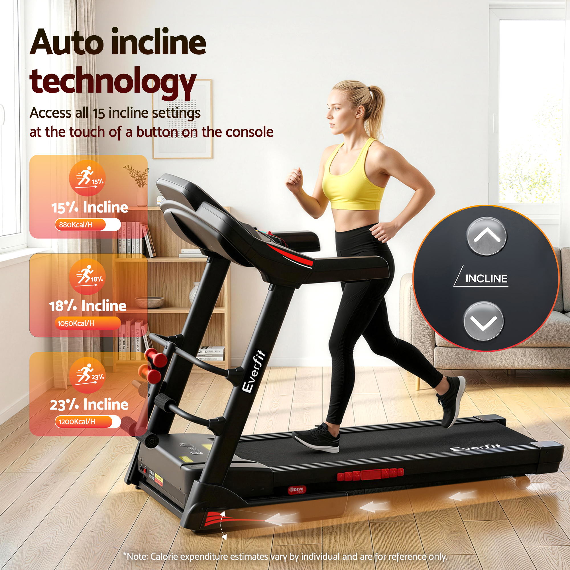 Everfit Treadmill Electric Home Gym Fitness Exercise Machine w/ Sit Up Bar 480mm TMILL-480-M804-SUB-AB