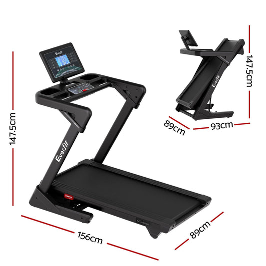 Everfit 500mm Wide Belt Treadmill 30% Auto Incline Foldable Treadmills for Home with LED Lights TMILL-500-AUTO