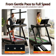 Everfit 500mm Wide Belt Treadmill 30% Auto Incline Foldable Treadmills for Home with LED Lights TMILL-500-AUTO