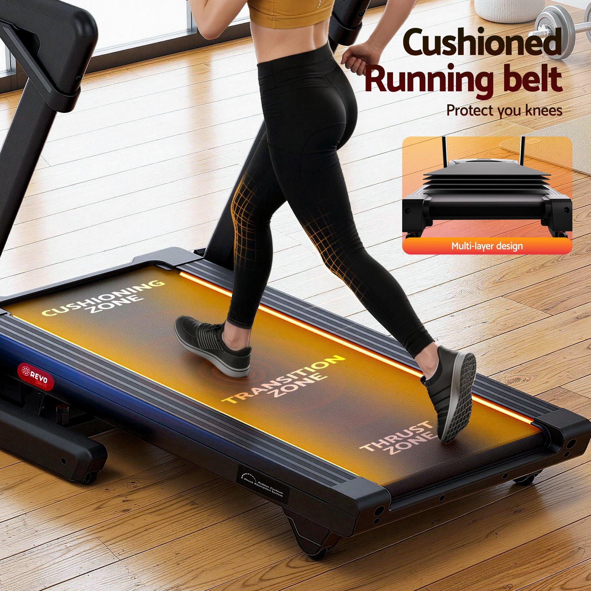 Everfit 500mm Wide Belt Treadmill 30% Auto Incline Foldable Treadmills for Home with LED Lights TMILL-500-AUTO