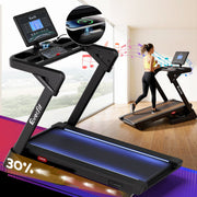 Everfit 500mm Wide Belt Treadmill 30% Auto Incline Foldable Treadmills for Home with LED Lights TMILL-500-AUTO