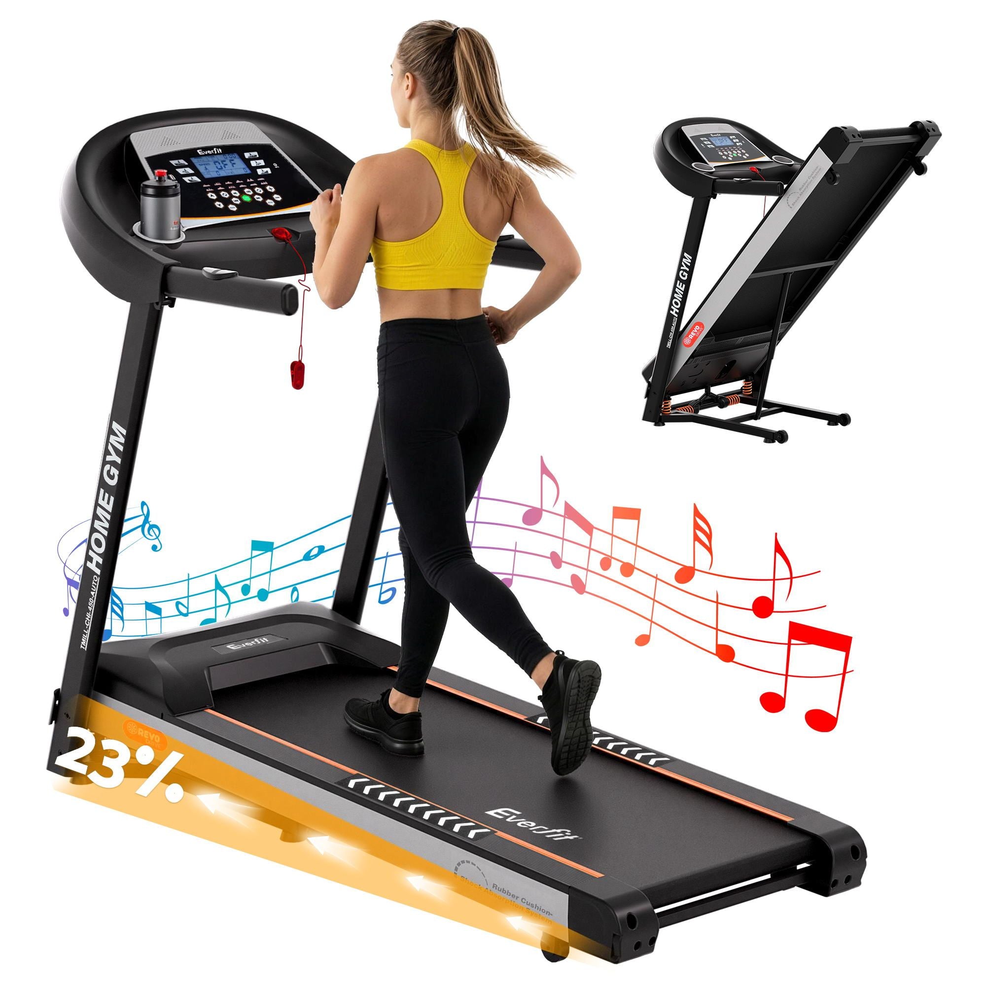 Everfit Treadmill Electric Auto Incline Home Gym Fitness Exercise Machine 450mm