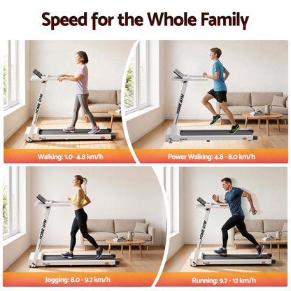 Everfit Treadmill Electric Home Gym Fitness Exercise Fully Foldable 450mm White TMILL-CHI-450-M610-WH
