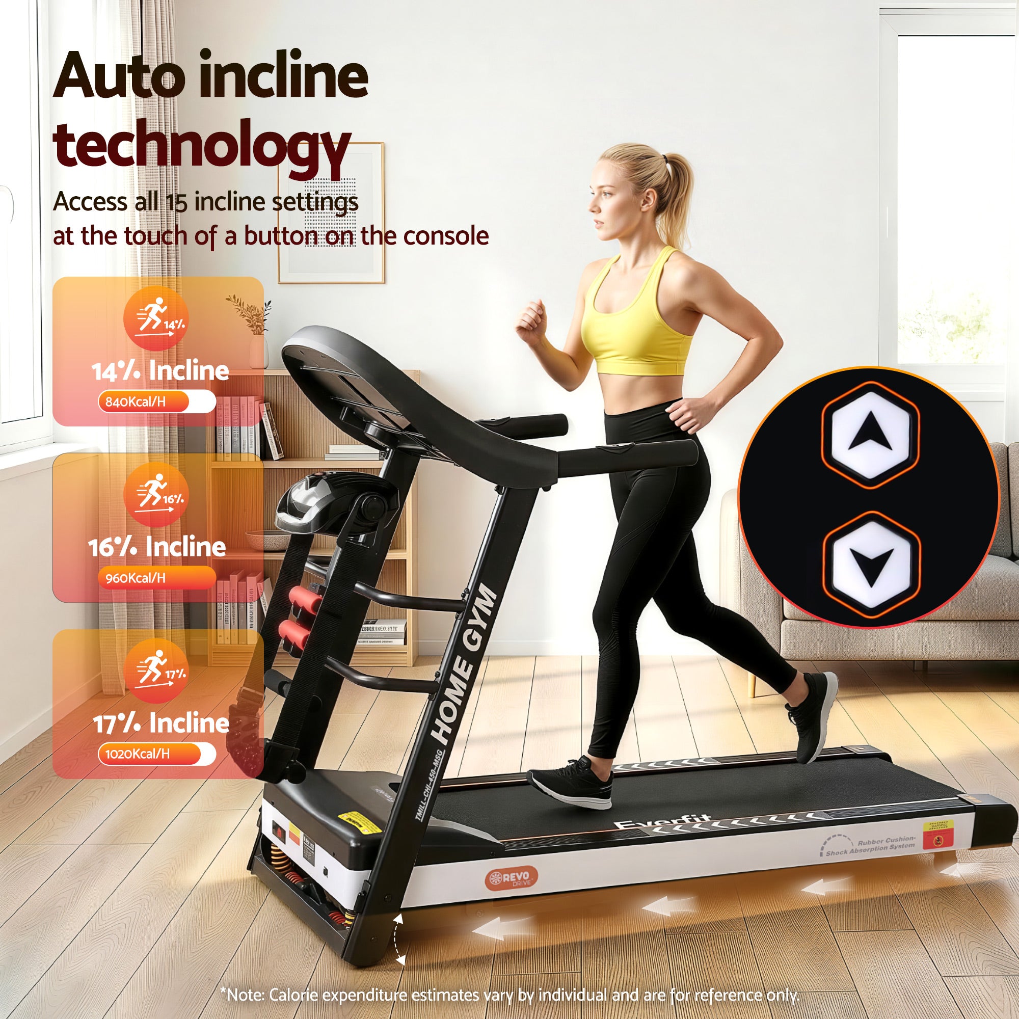 Everfit Treadmill Electric Home Gym Fitness Exercise Machine w/ Massager 450mm TMILL-CHI-450-MSG