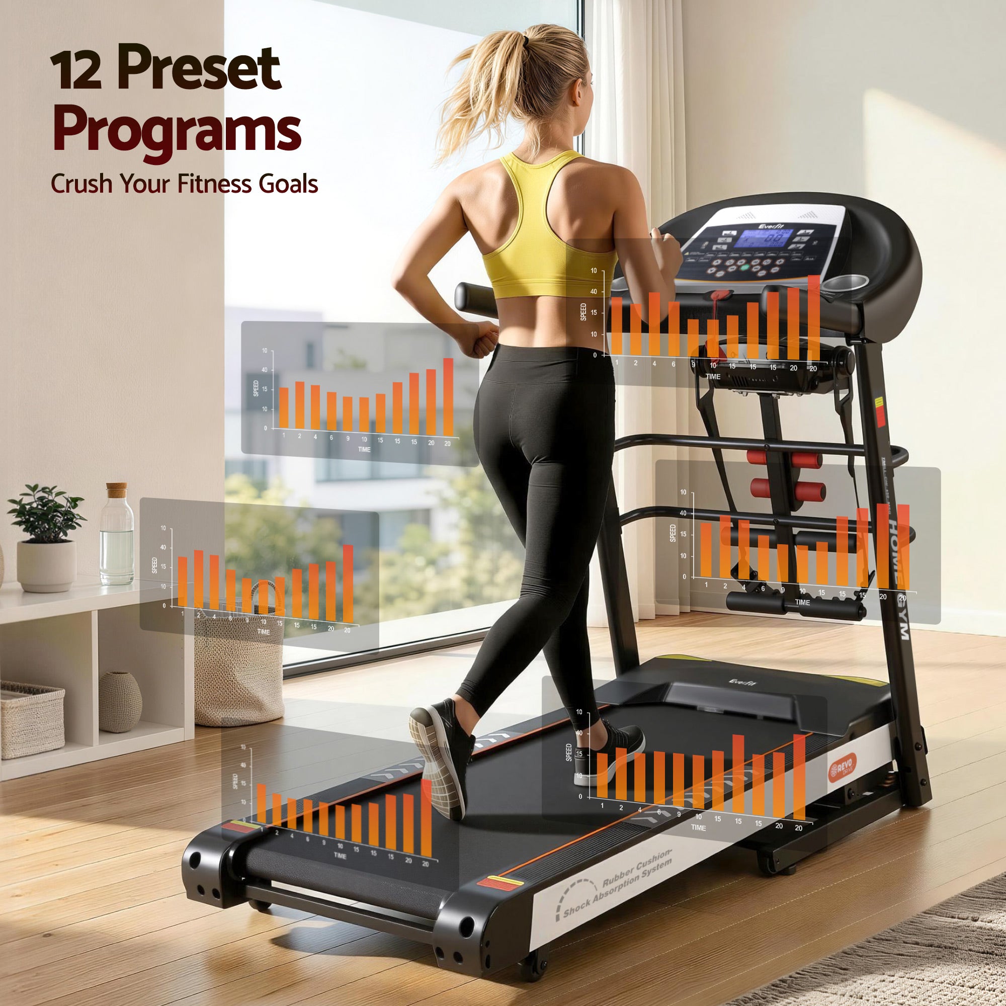 Everfit Treadmill Electric Home Gym Fitness Exercise Machine w/ Massager 450mm TMILL-CHI-450-MSG