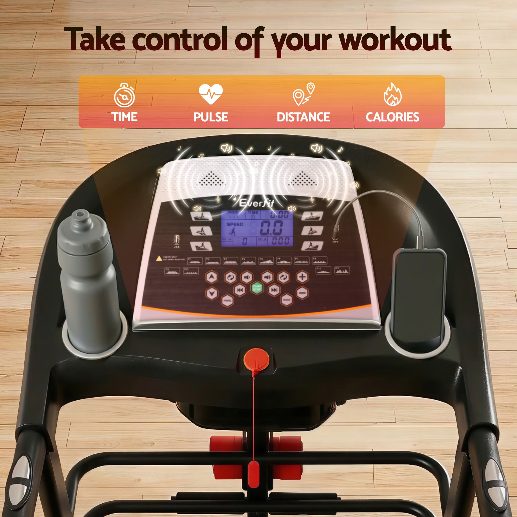 Everfit Treadmill Electric Home Gym Fitness Exercise Machine w/ Massager 450mm TMILL-CHI-450-MSG