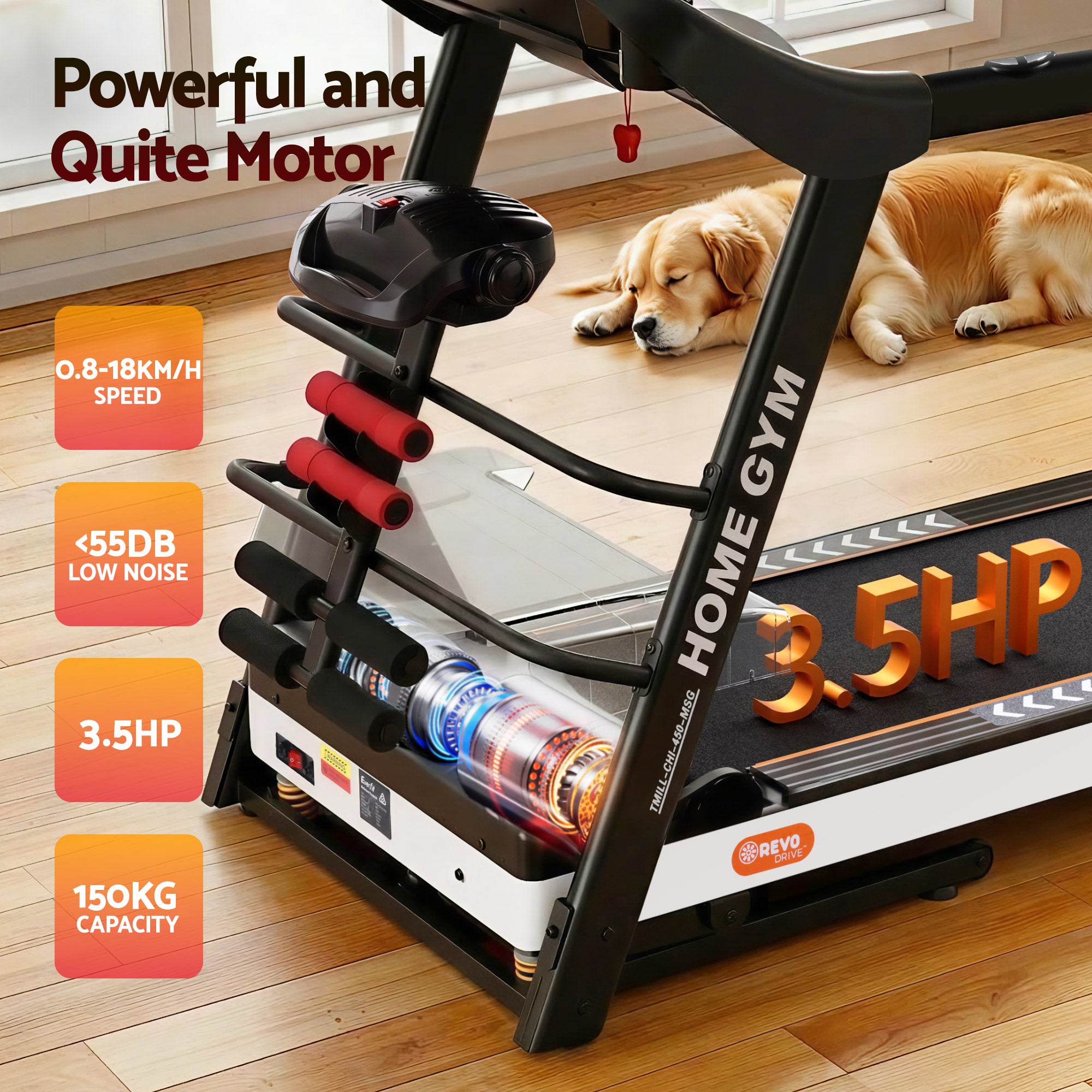 Everfit Treadmill Electric Home Gym Fitness Exercise Machine w/ Massager 450mm TMILL-CHI-450-MSG