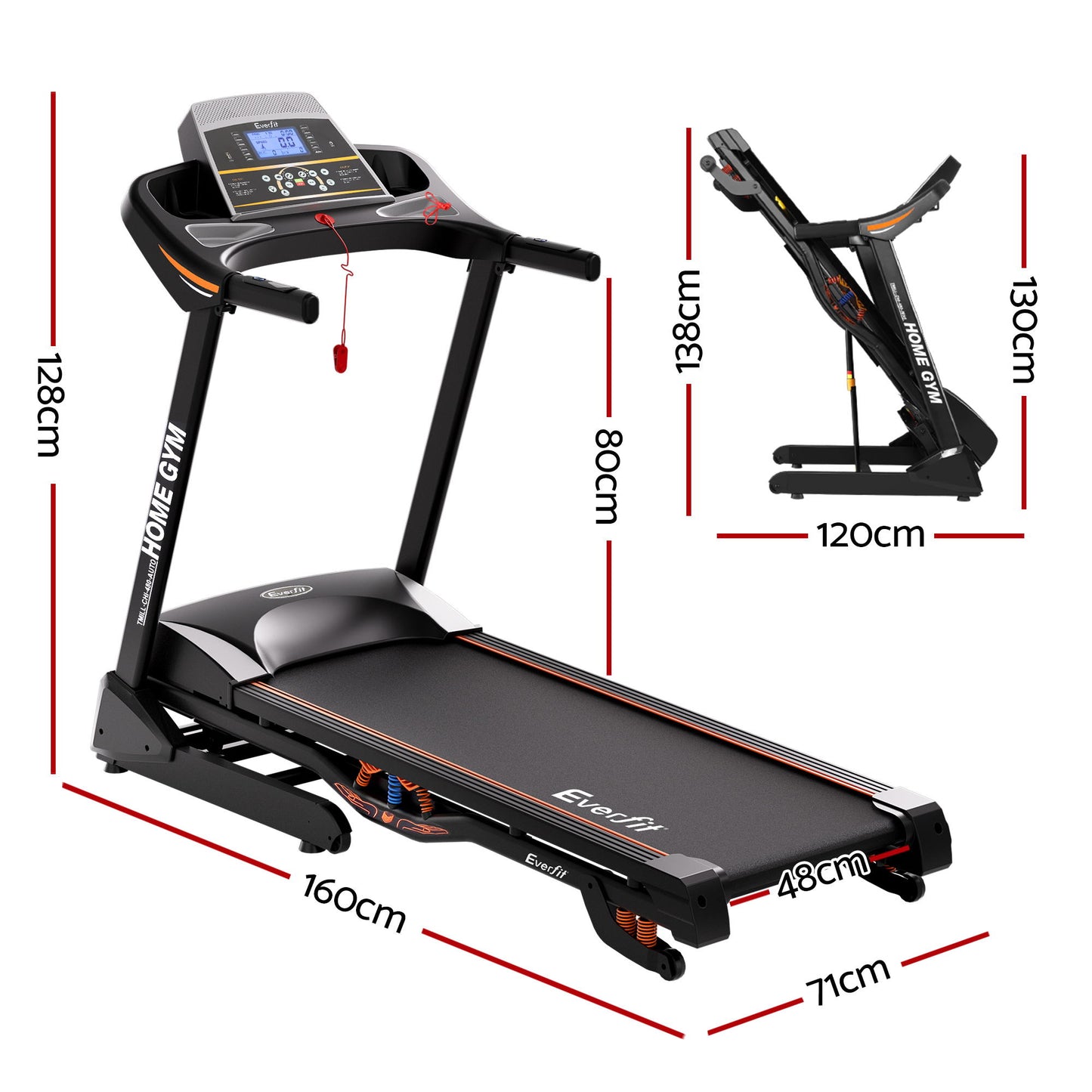 Everfit Treadmill Electric Auto Incline Home Gym Fitness Exercise Machine 480mm TMILL-CHI-480-AUTO