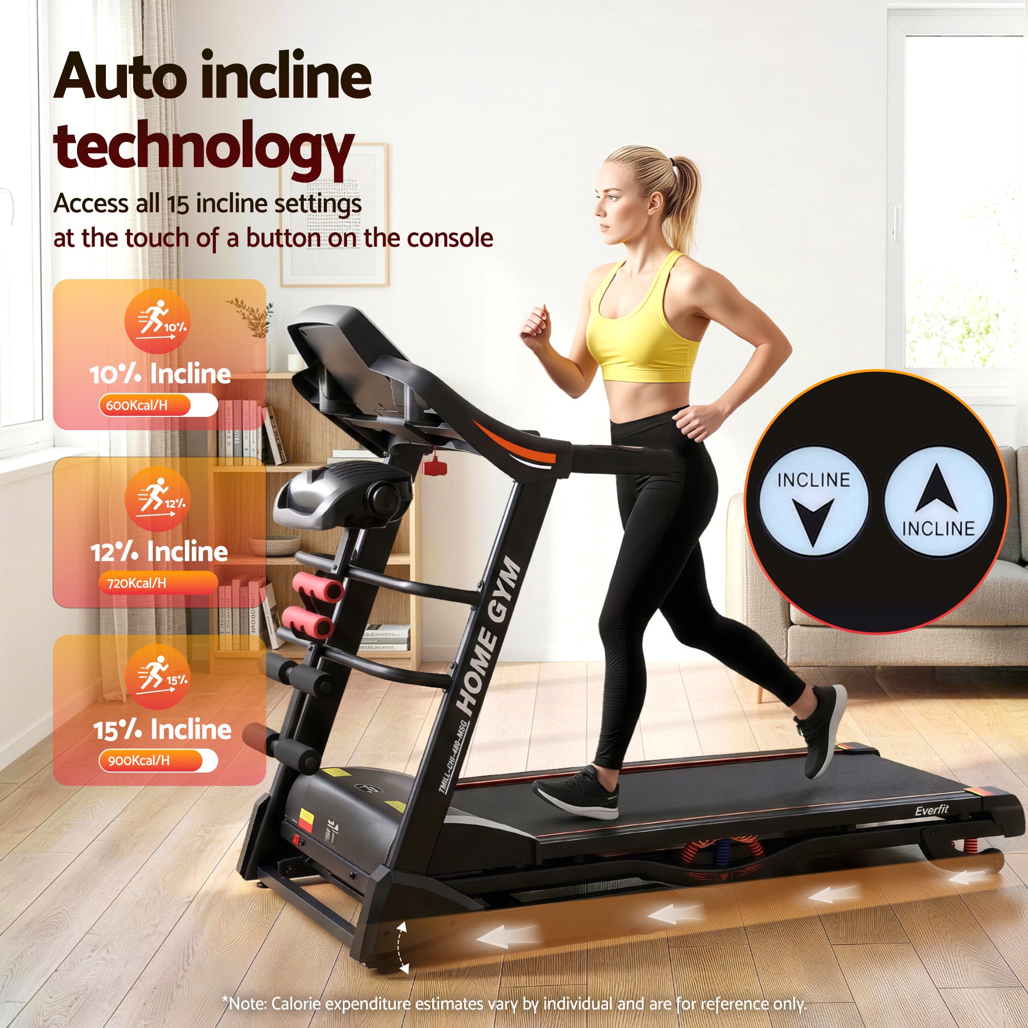 Everfit Treadmill Electric Home Gym Fitness Exercise Machine w/ Massager 480mm TMILL-CHI-480-MSG