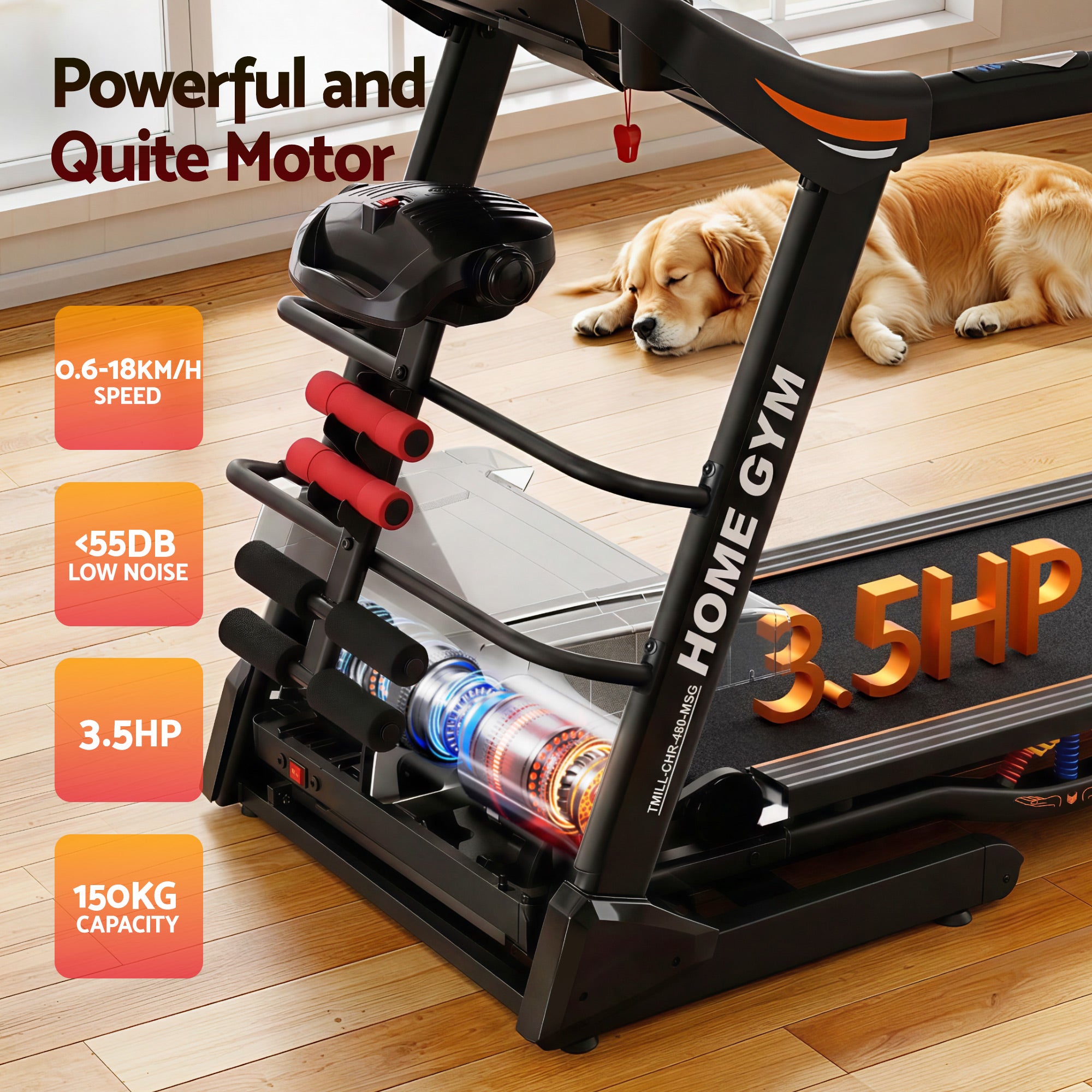 Everfit Treadmill Electric Home Gym Fitness Exercise Machine w/ Massager 480mm TMILL-CHI-480-MSG