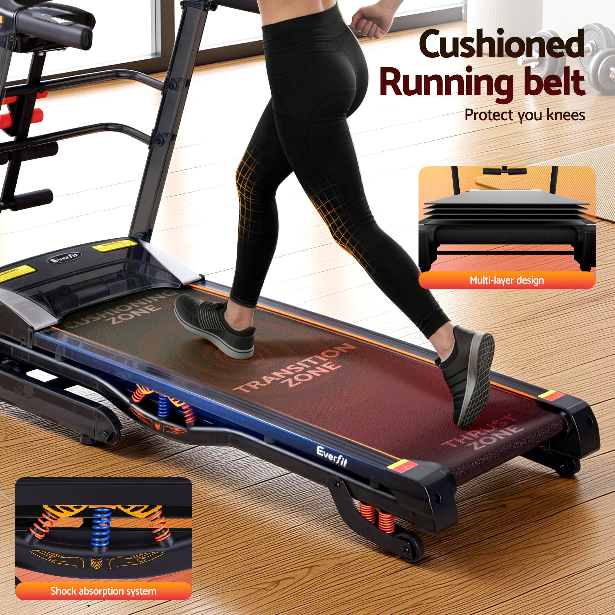 Everfit Treadmill Electric Home Gym Fitness Exercise Machine w/ Massager 480mm TMILL-CHI-480-MSG