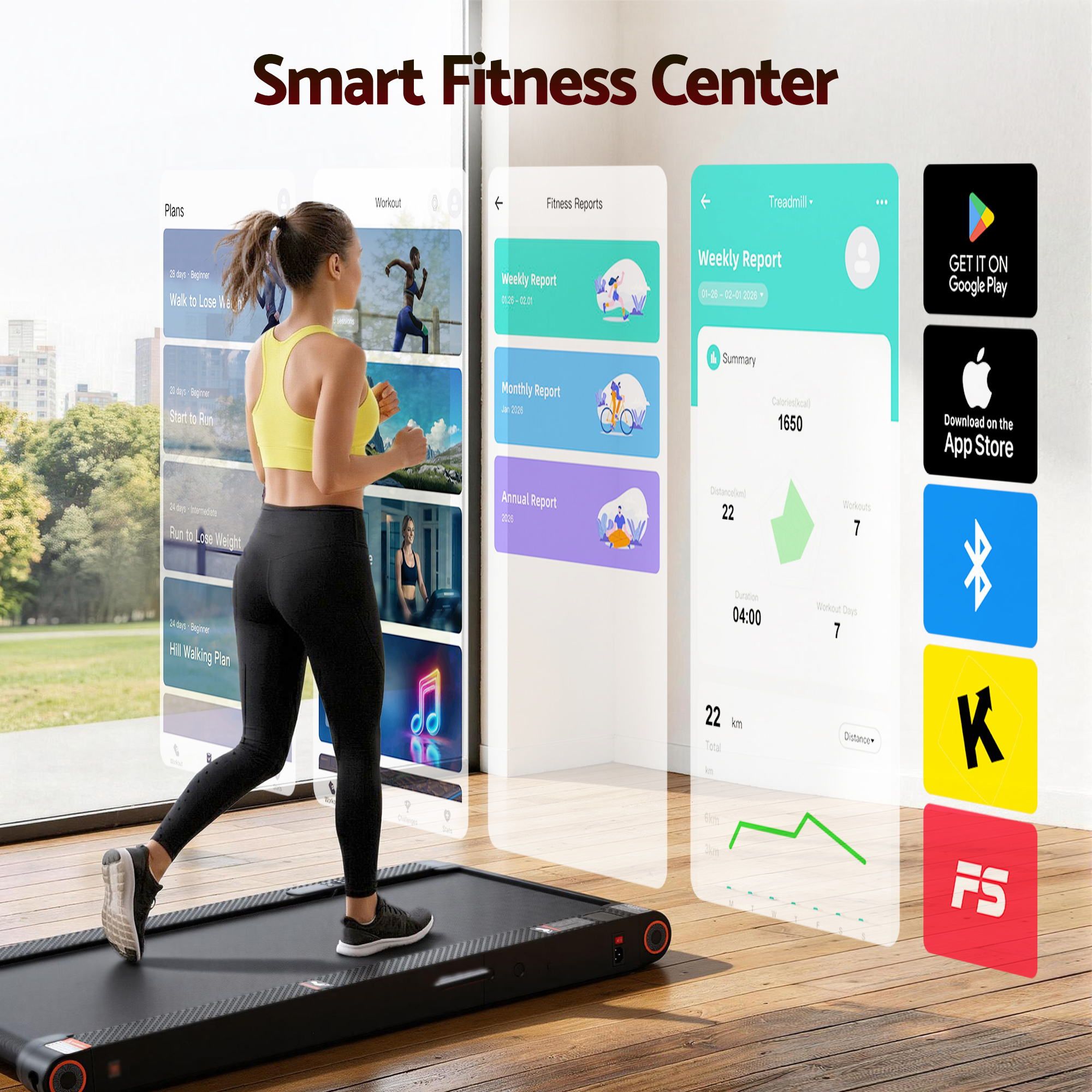 Everfit 4 in 1 Vibration Walking Pad Treadmill Under Desk Treadmills for Home Gym with App Control 380mm Black TMILL-MIG-380-VB