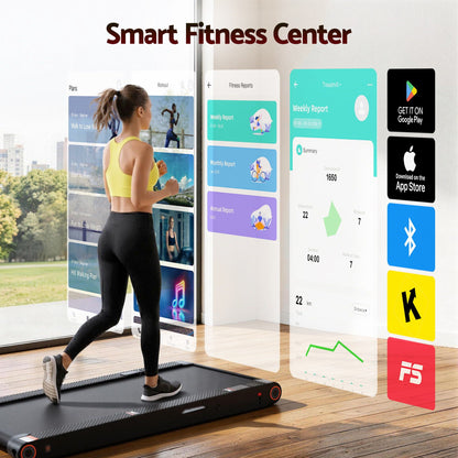 Everfit 4 in 1 Vibration Walking Pad Treadmill Under Desk Treadmills for Home Gym with App Control 380mm Black TMILL-MIG-380-VB