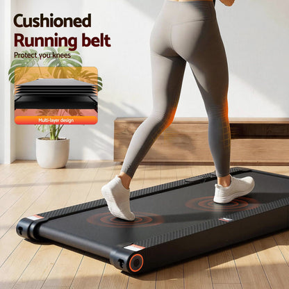 Everfit 4 in 1 Vibration Walking Pad Treadmill Under Desk Treadmills for Home Gym with App Control 380mm Black TMILL-MIG-380-VB