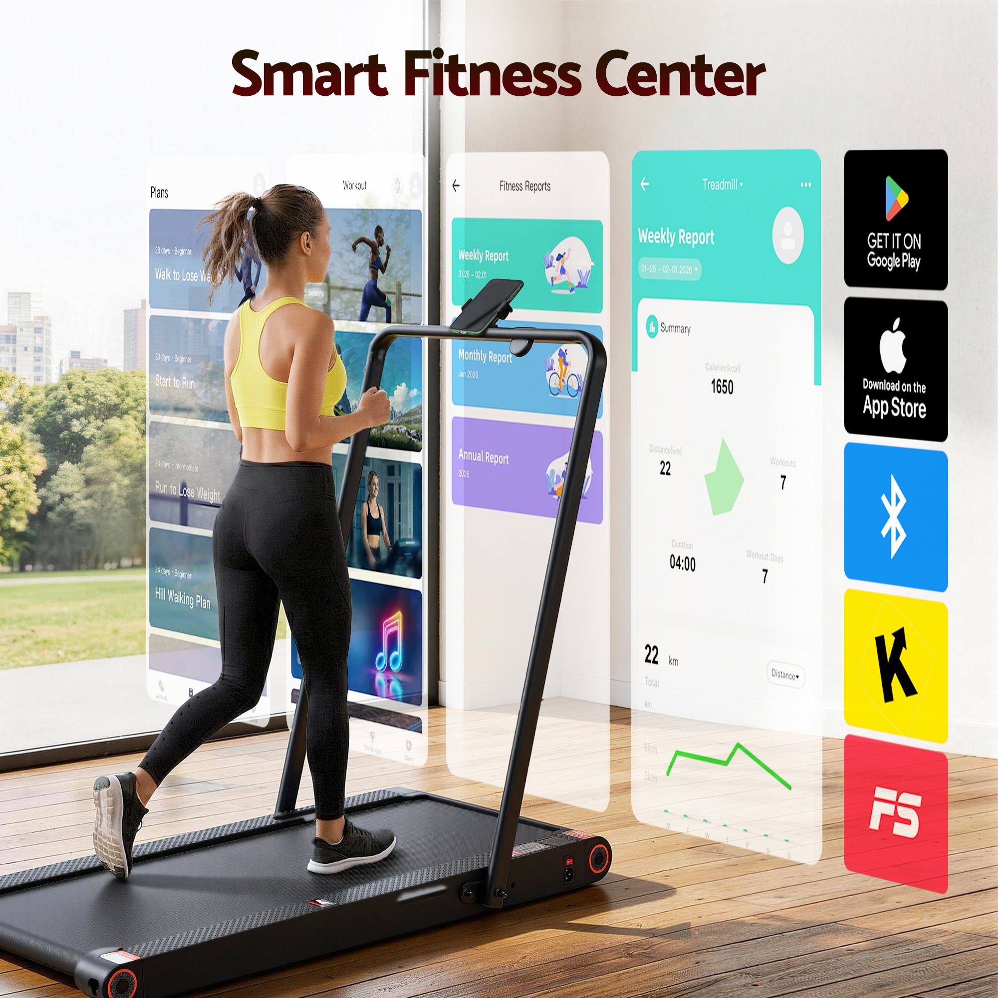 Everfit 4 in 1 Vibration Walking Pad Treadmill Under Desk Treadmills for Home Gym with App Control 380mm Black TMILL-MIG-380-VBH