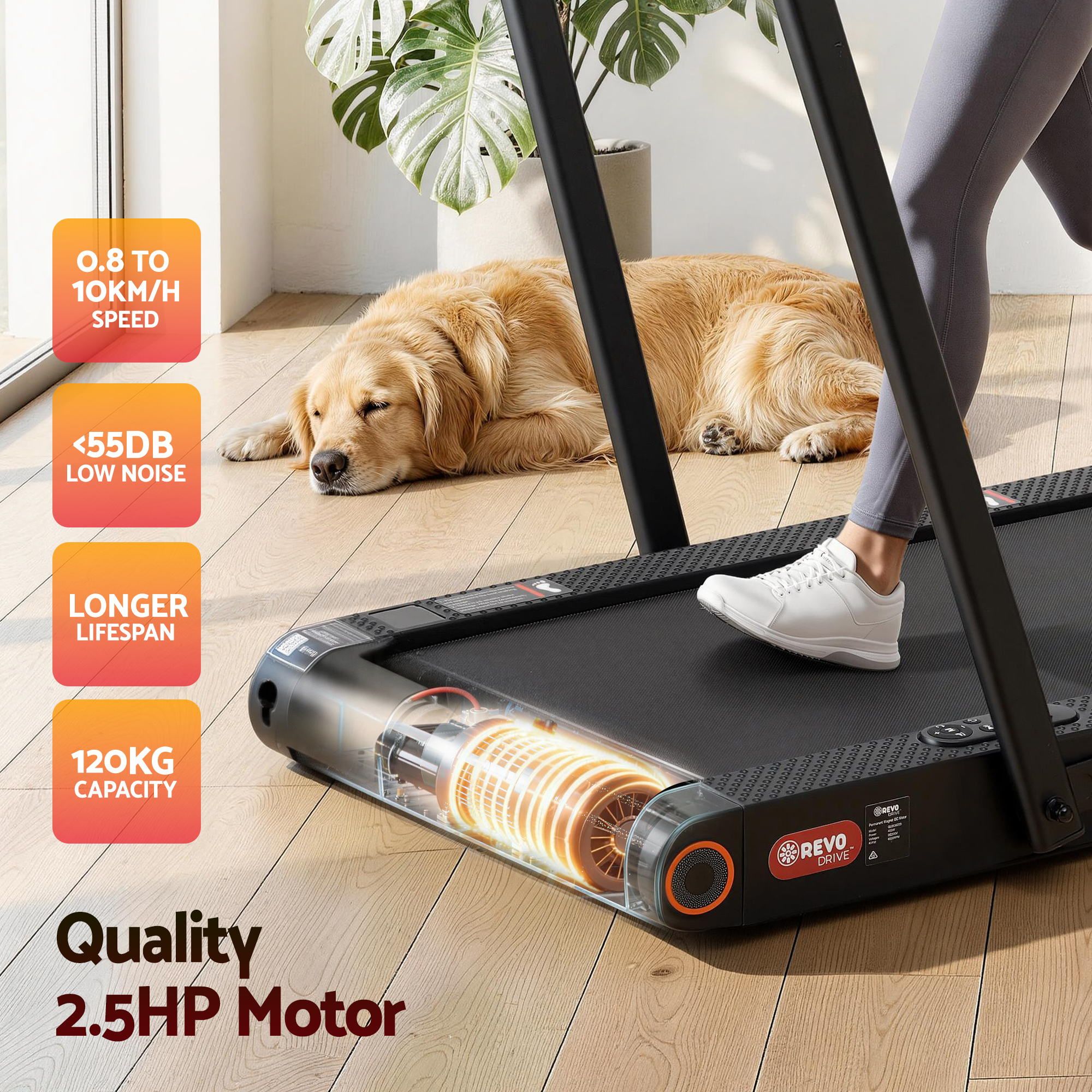 Everfit 4 in 1 Vibration Walking Pad Treadmill Under Desk Treadmills for Home Gym with App Control 380mm Black TMILL-MIG-380-VBH
