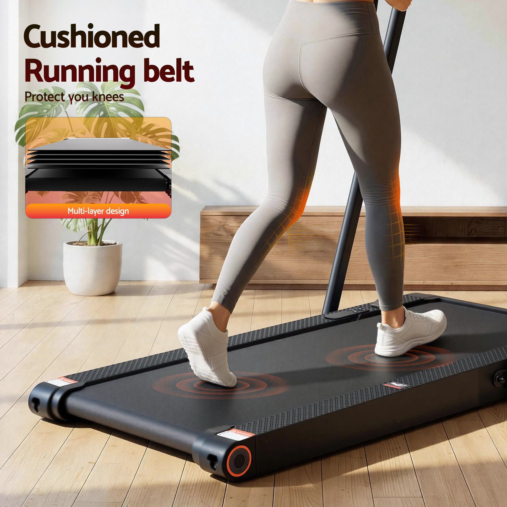 Everfit 4 in 1 Vibration Walking Pad Treadmill Under Desk Treadmills for Home Gym with App Control 380mm Black TMILL-MIG-380-VBH