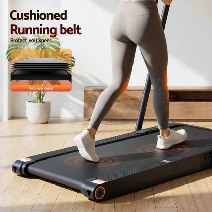 Everfit 4 in 1 Vibration Walking Pad Treadmill Under Desk Treadmills for Home Gym with App Control 380mm Black TMILL-MIG-380-VBH
