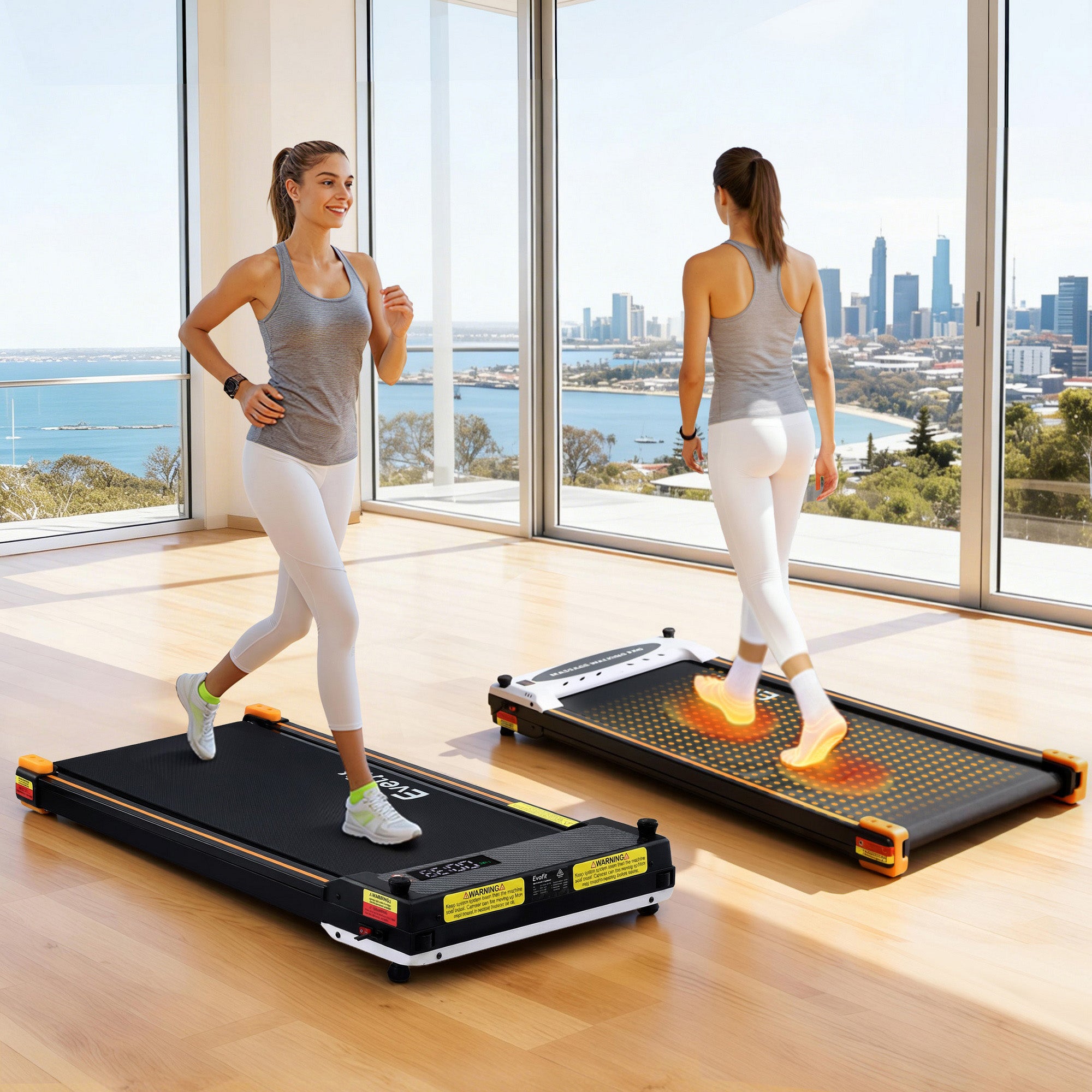 Everfit 2 Side Walking Pad Treadmill with Massage Function Fitness 380mm Black TMILL-TD38-DBL-PAD