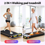 Everfit 2 Side Walking Pad Treadmill with Massage Function Fitness 380mm Black TMILL-TD38-DBL-PAD