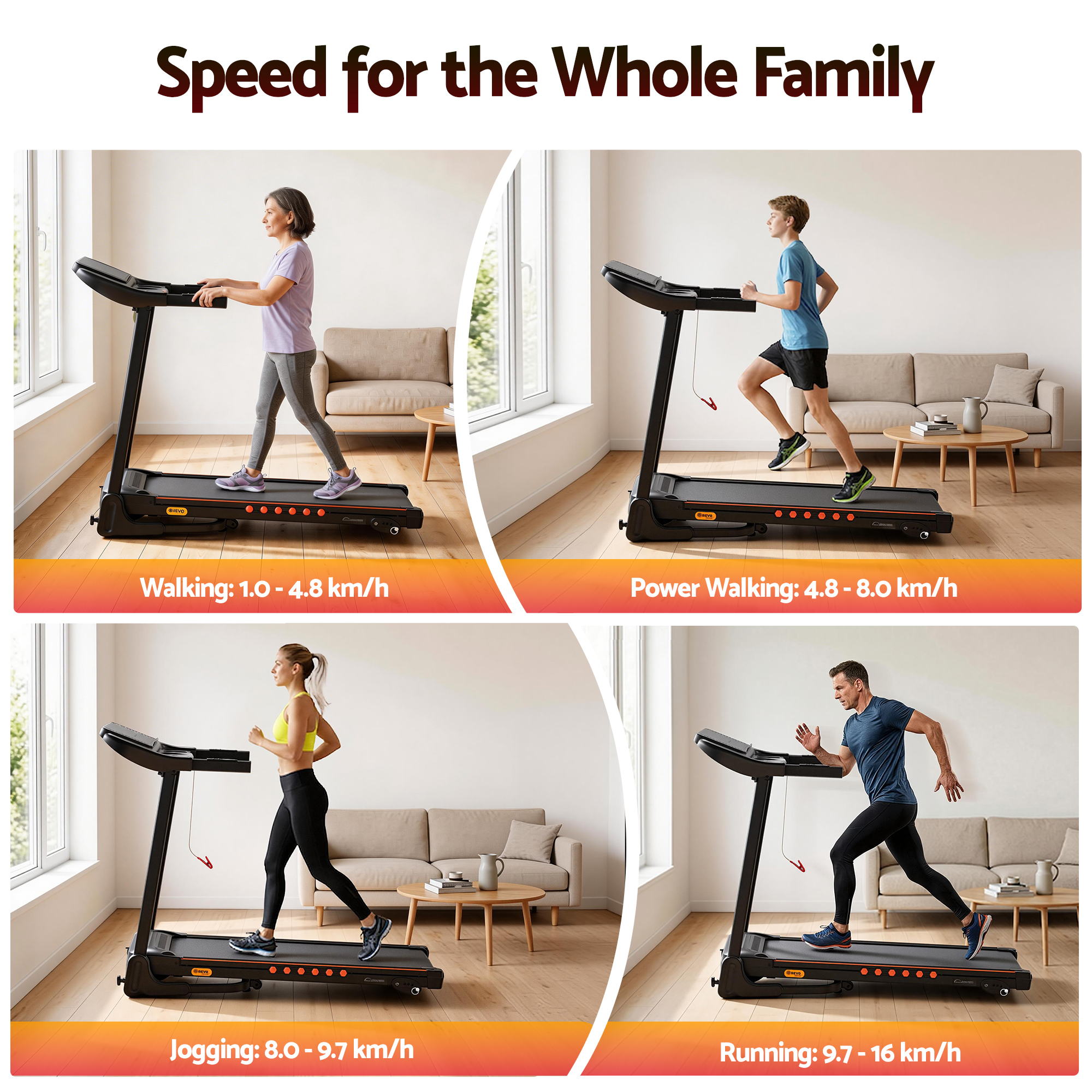 Everfit Treadmill Electric Home Gym Fitness Exercise Equipment Incline 390mm