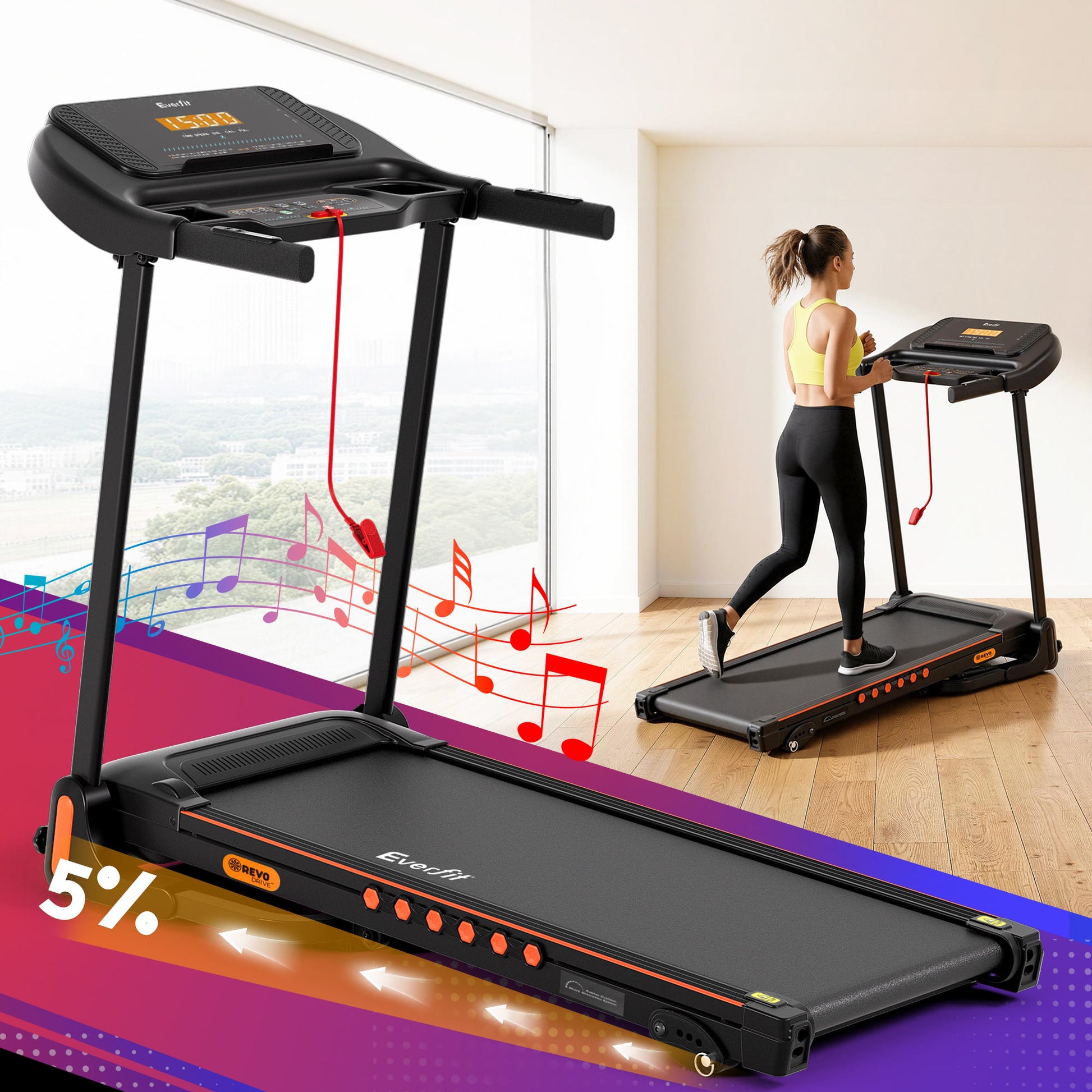 Everfit Treadmill Electric Home Gym Fitness Exercise Equipment Incline 390mm TMILL-TITAN39-SIM