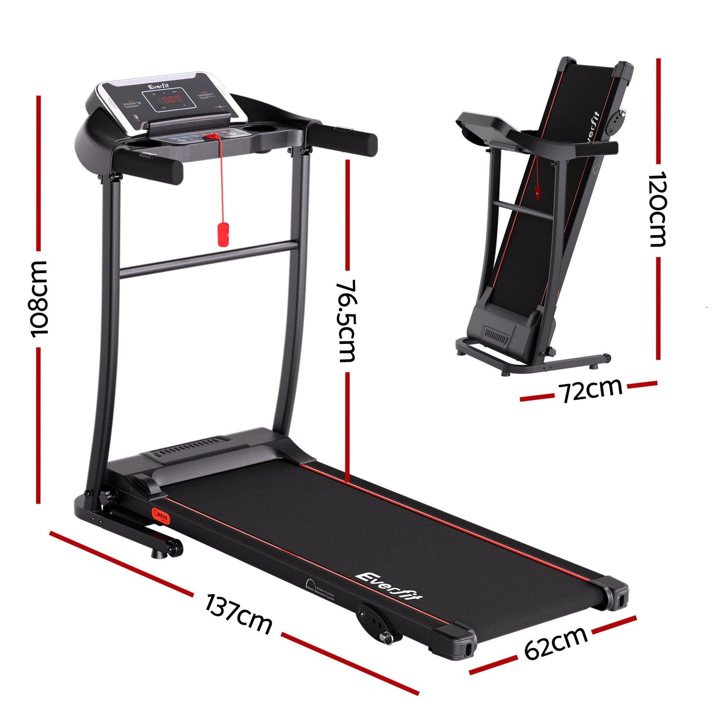 Everfit Treadmill Electric Home Gym Fitness Exercise Machine Incline 400mm TMILL-TITAN40-8000-BK
